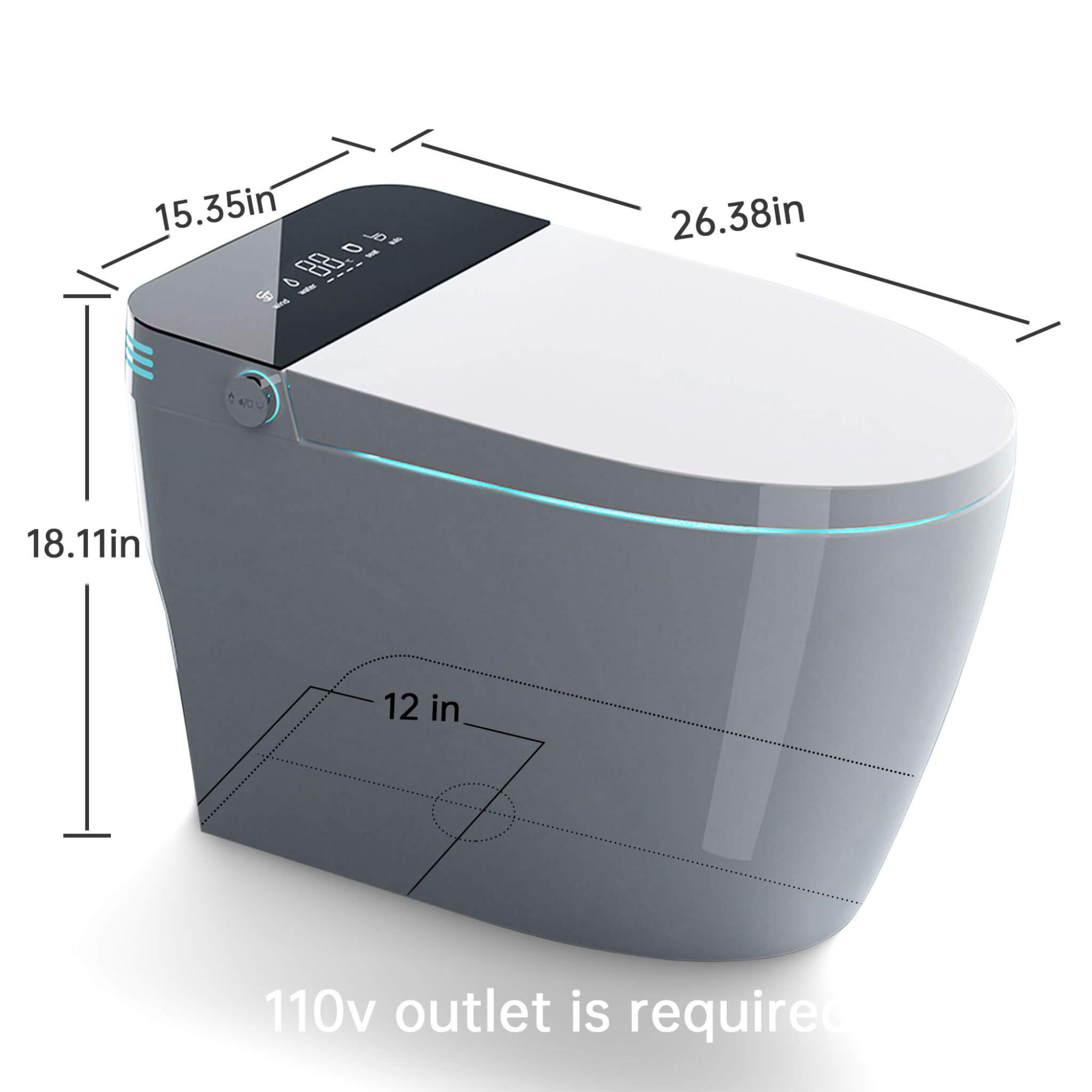 Nuvia Smart Auto Dual Flush Tankless Toilet With Heated Bidet, Auto Open And Close (SAK37415)
