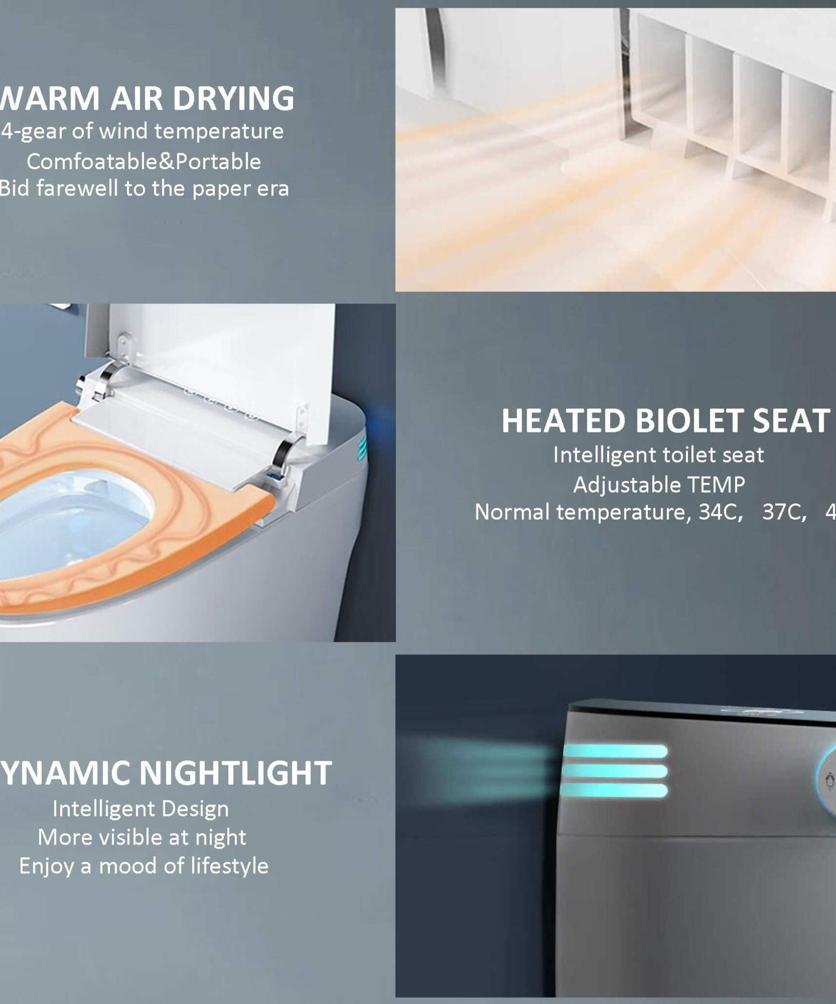 Nuvia Smart Auto Dual Flush Tankless Toilet With Heated Bidet, Auto Open And Close (SAK37415)