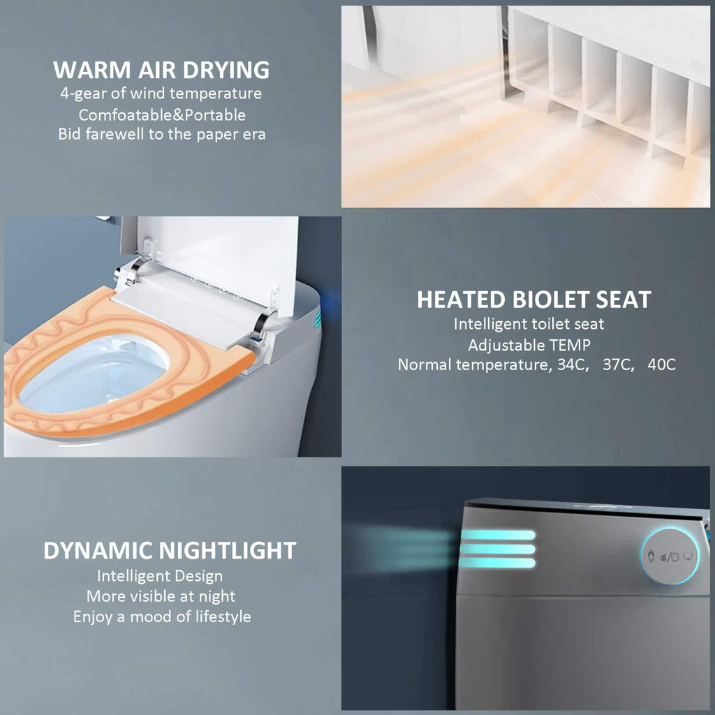 Nuvia Smart Auto Dual Flush Tankless Toilet With Heated Bidet, Auto Open And Close (SAK37415)