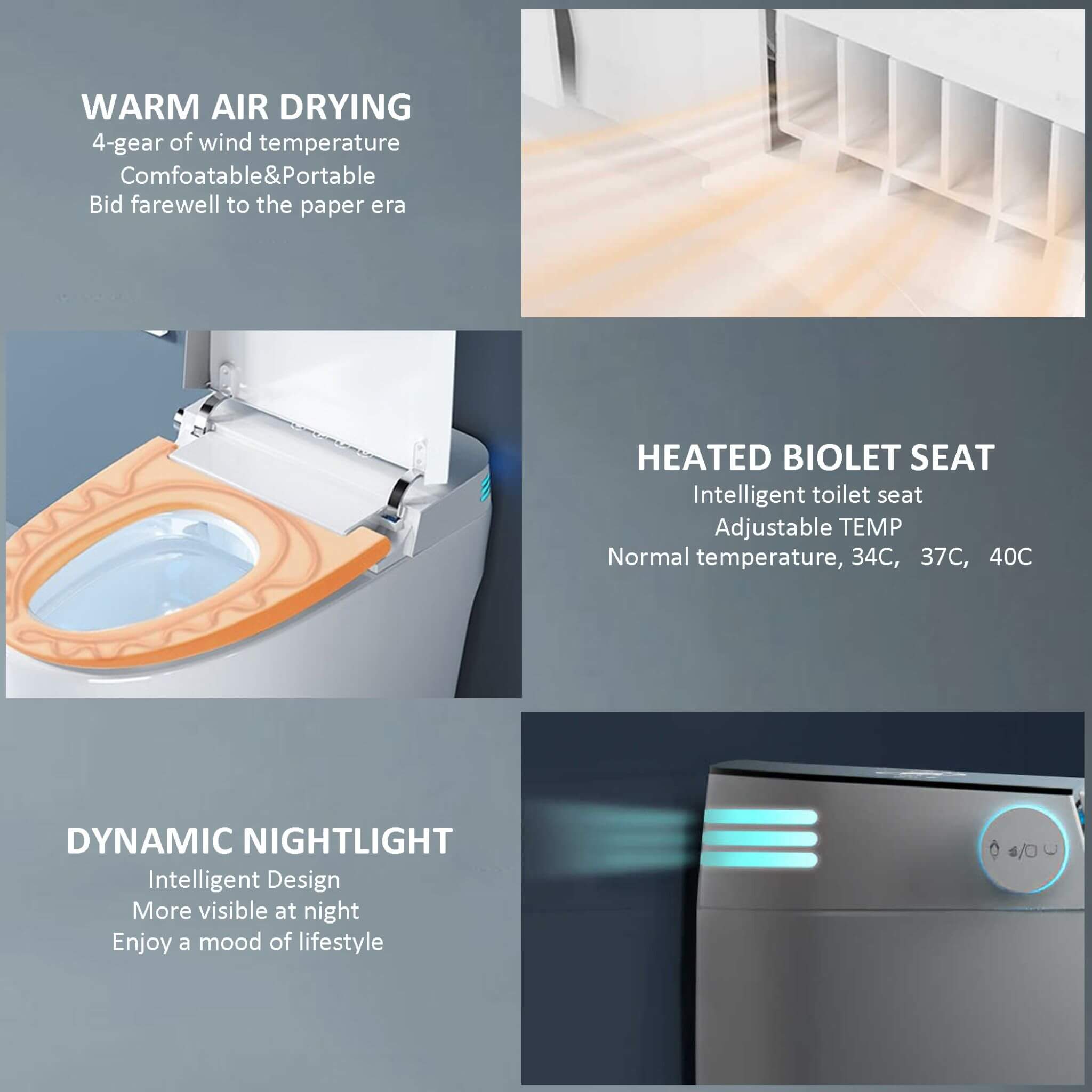 Nuvia Smart Auto Dual Flush Tankless Toilet With Heated Bidet, Auto Open And Close (SAK37415)