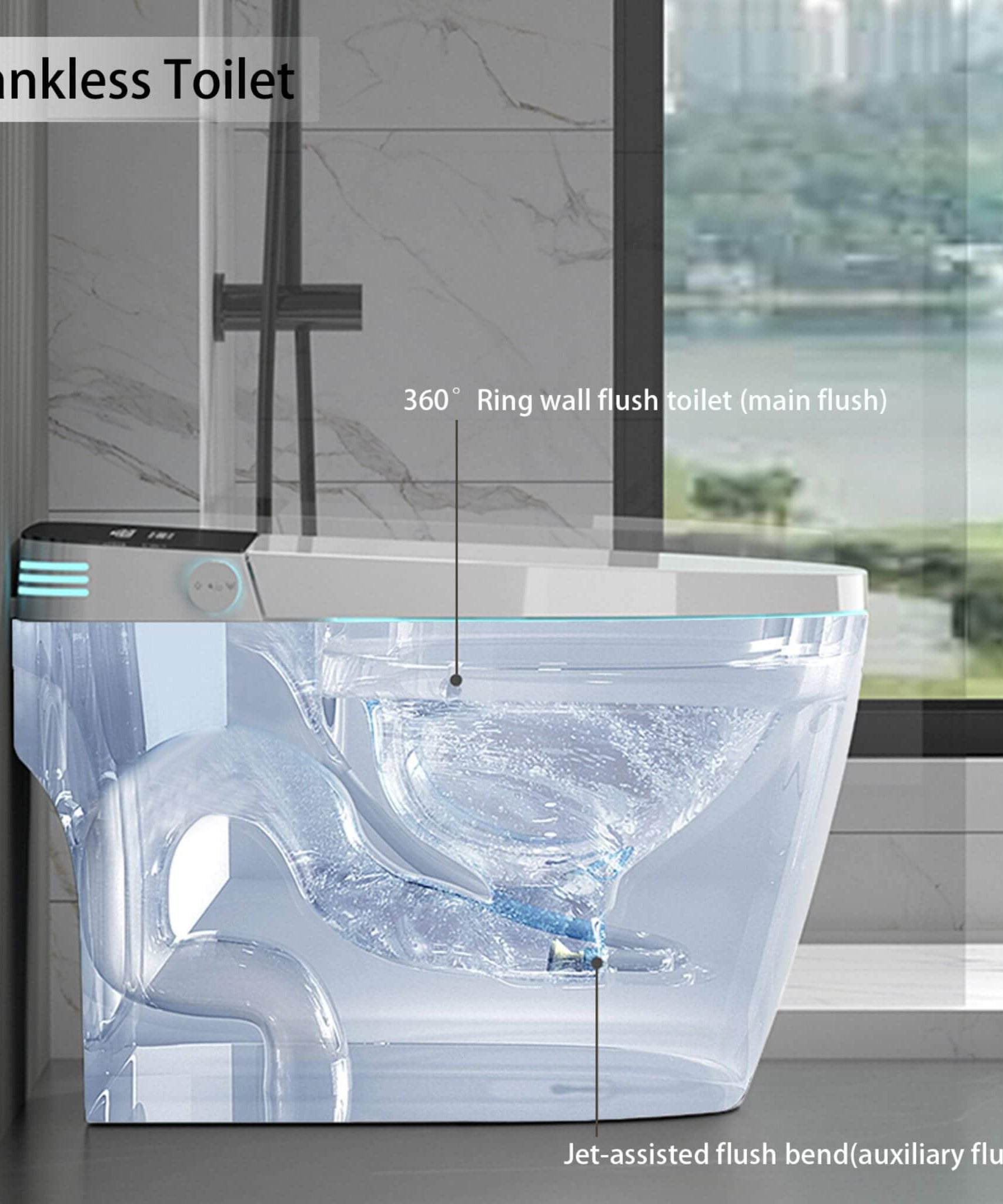 Nuvia Smart Auto Dual Flush Tankless Toilet With Heated Bidet, Auto Open And Close (SAK37415)