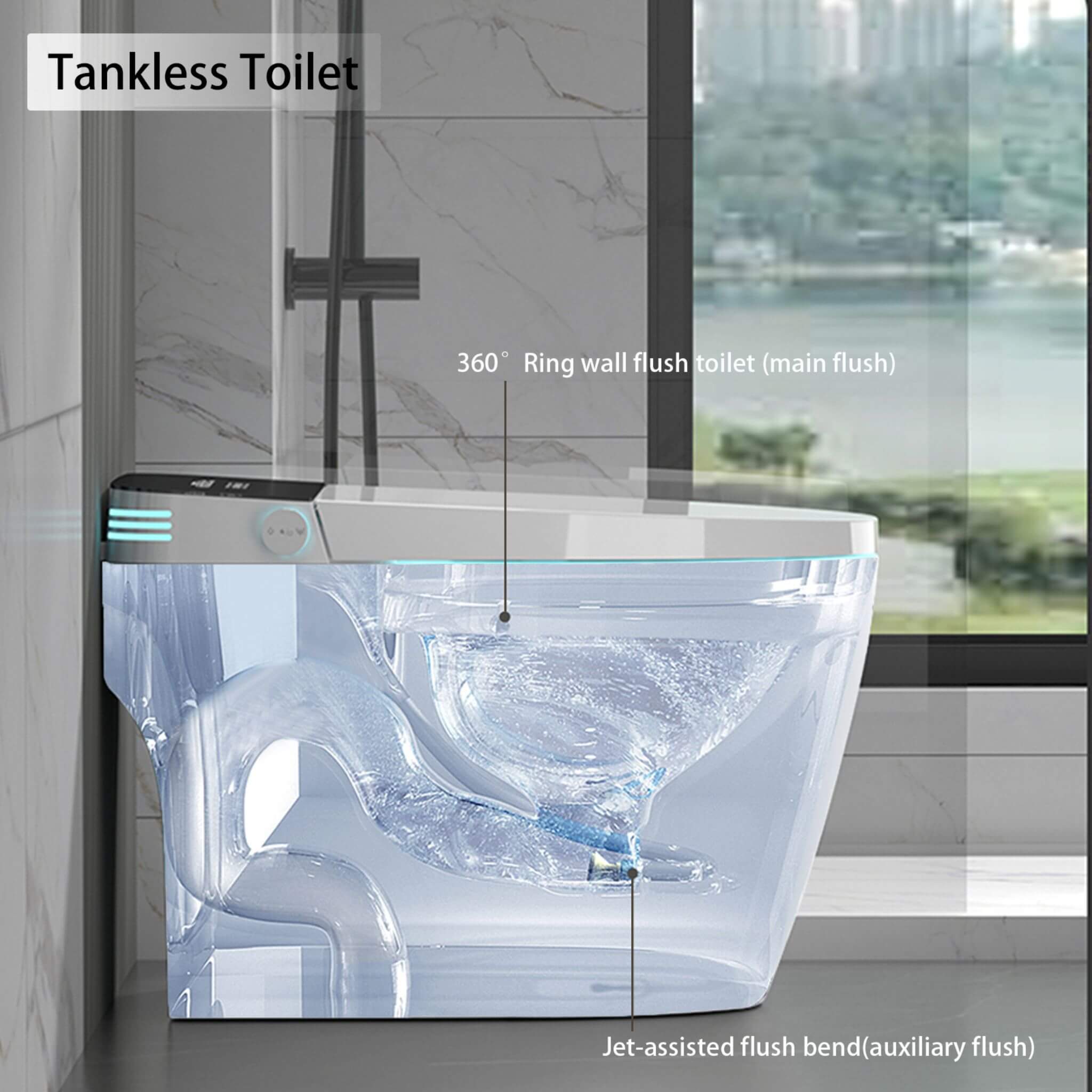 Nuvia Smart Auto Dual Flush Tankless Toilet With Heated Bidet, Auto Open And Close (SAK37415)