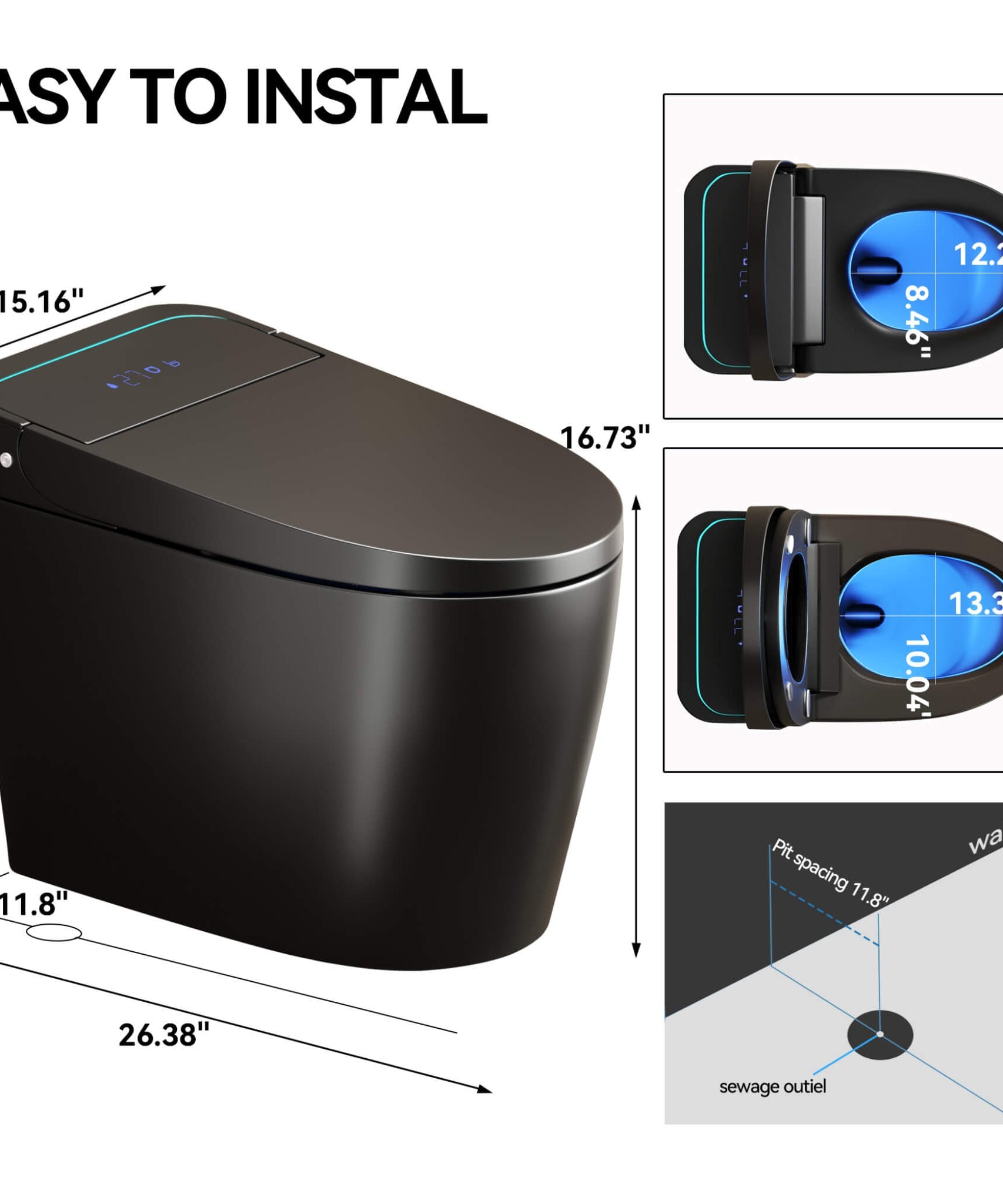 Nuvia Smart One-Piece Bidet Toilet With Auto Open/Close Seat And Dryer (SAK86135)