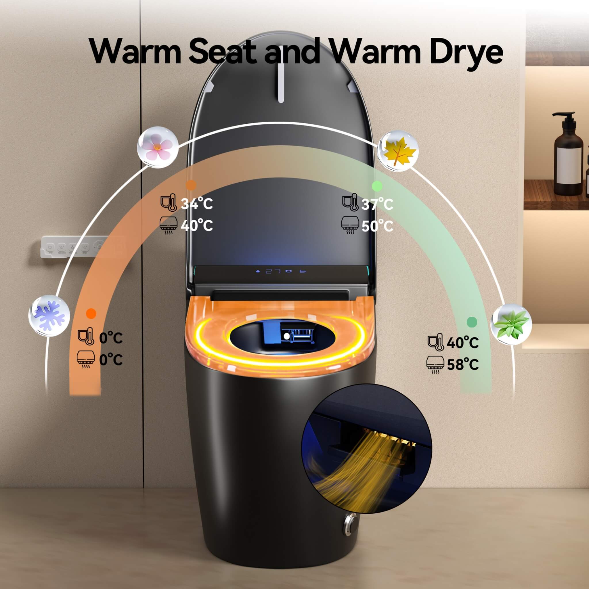 Nuvia Smart One-Piece Bidet Toilet With Auto Open/Close Seat And Dryer (SAK86135)