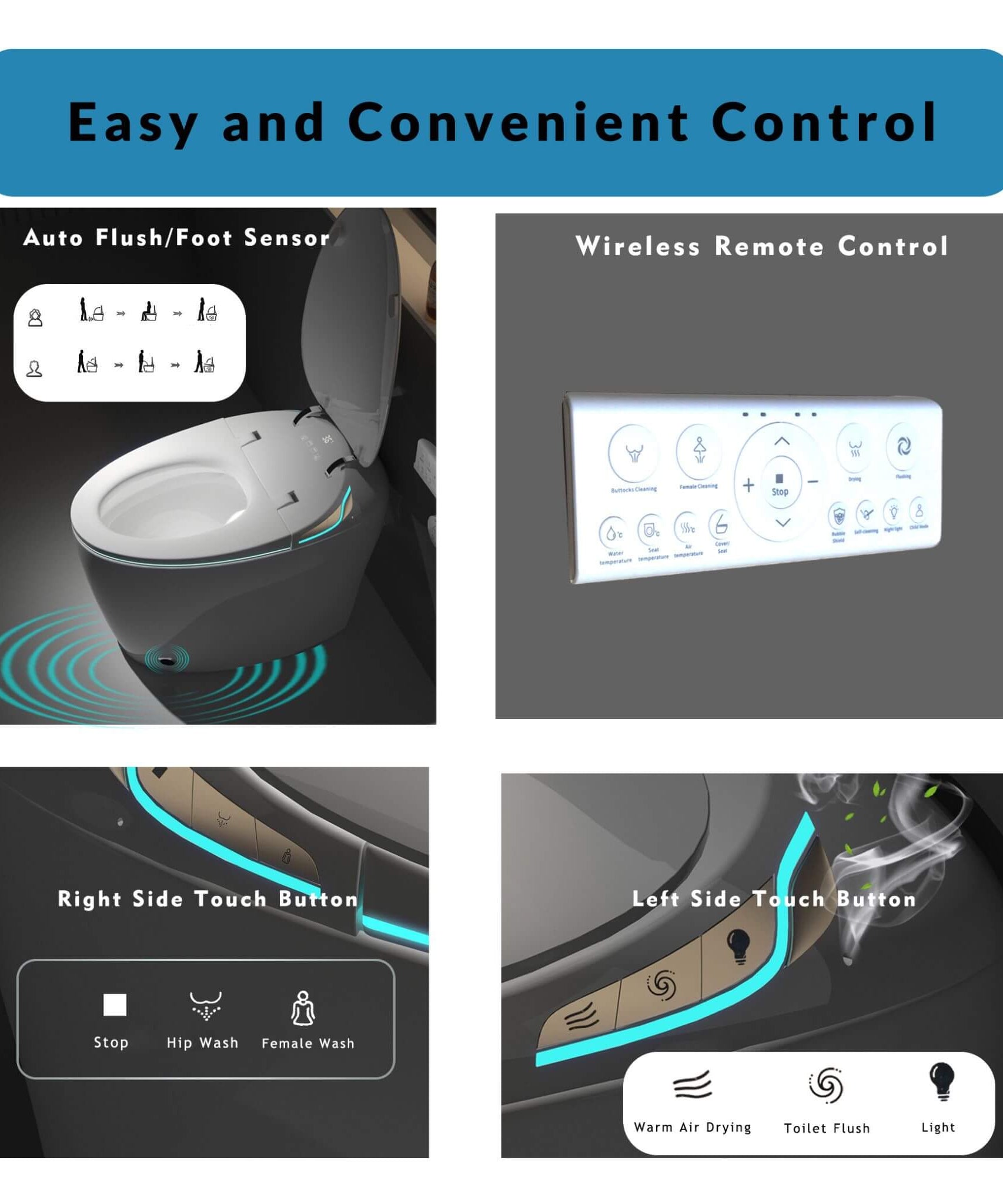 Nuvia Smart One-Piece Toilet With Bidet, Foot Sensor, LED Display And Dryer (SAK80112)
