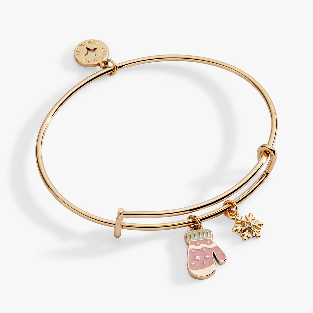 Winter Wonderland Mitten and Snowflake Charm Bangle
