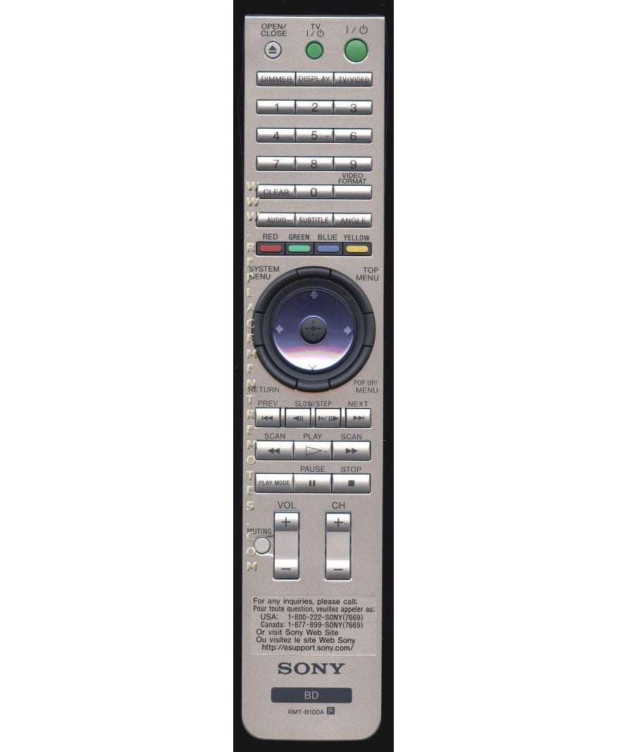 Sony RMT-B100A DVD Remote Control - RMTB100A