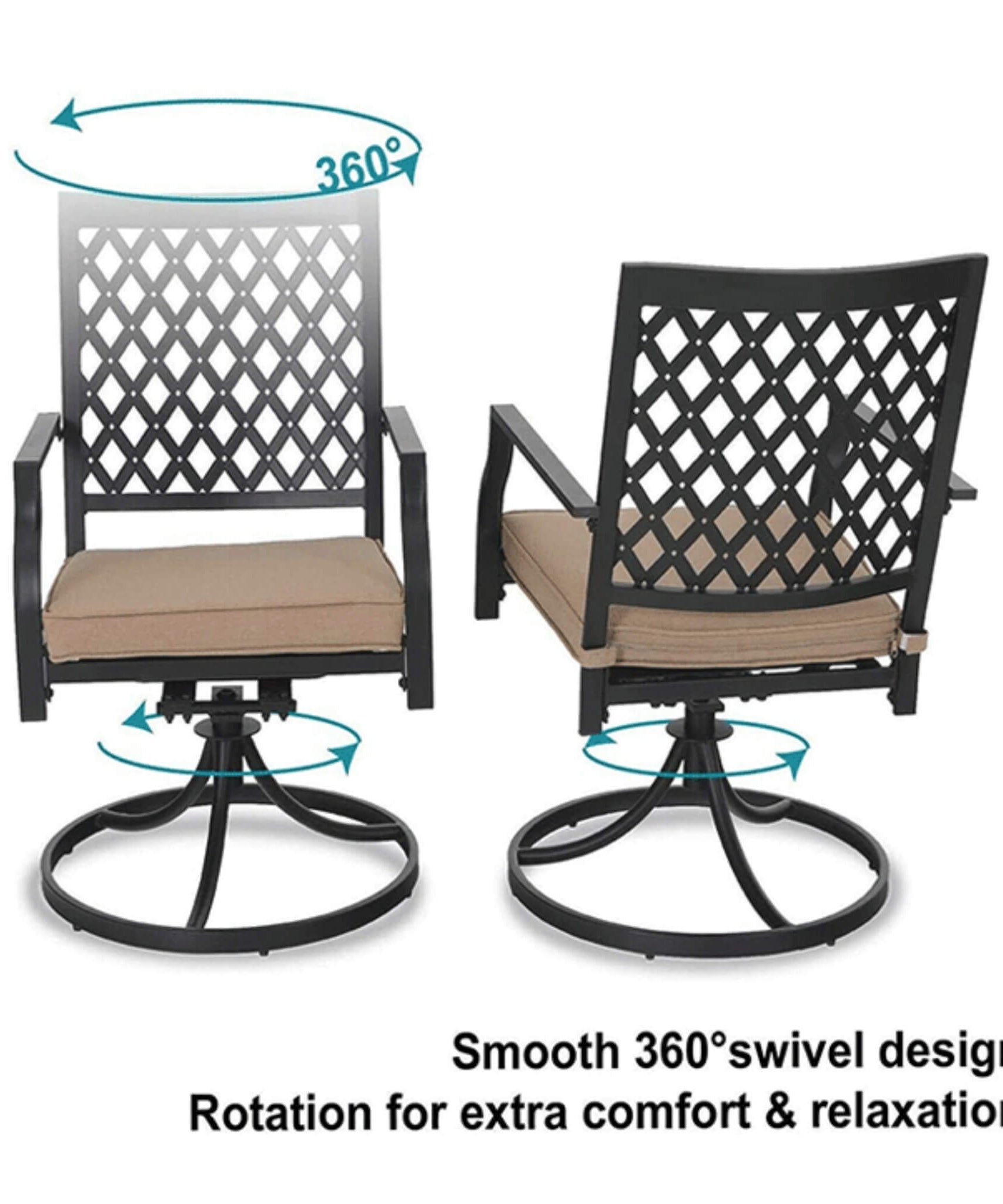 Sophia & William Outdoor Gas Fire Pit Table Set W/ Cushioned Swivel Dining Chairs, 5PCS (SAK63872)