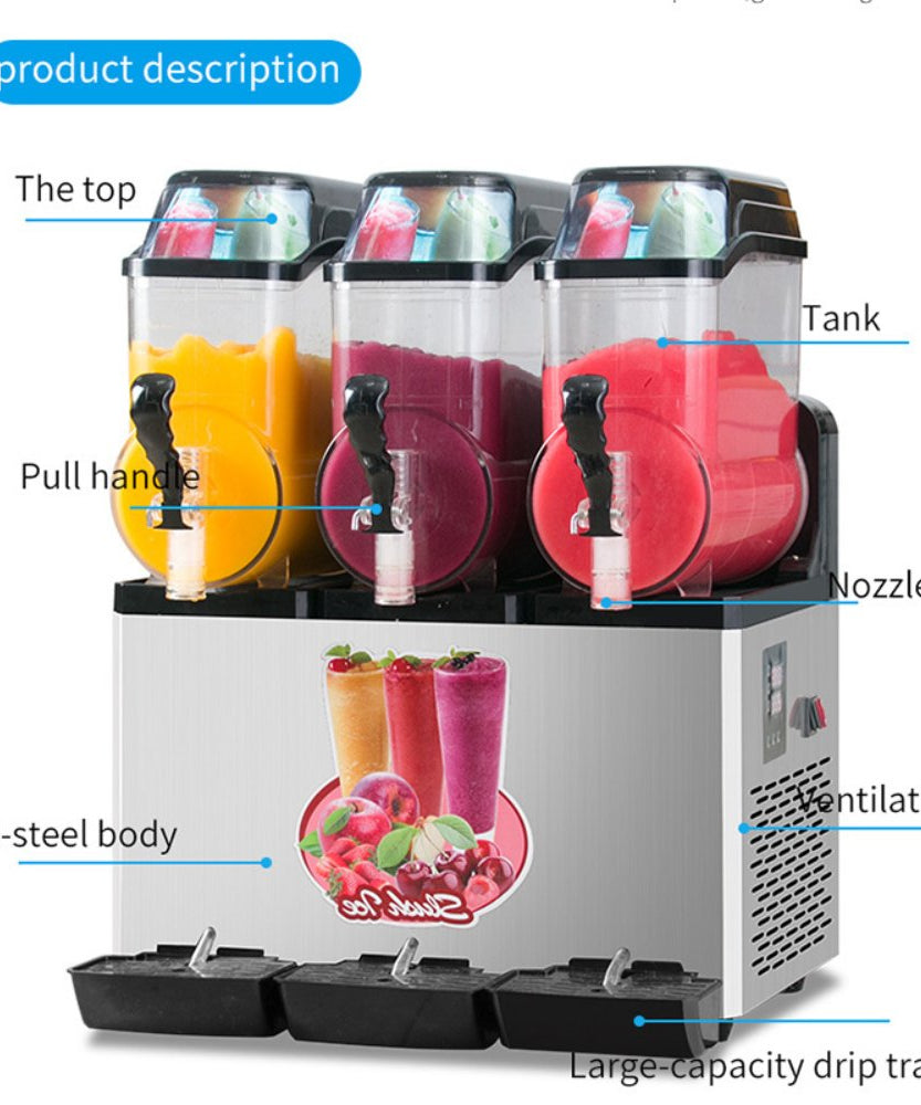 Premium Commercial Stainless Steel Slushy Machine With Triple Tank Advance Cooling, 45L (SAK52258)