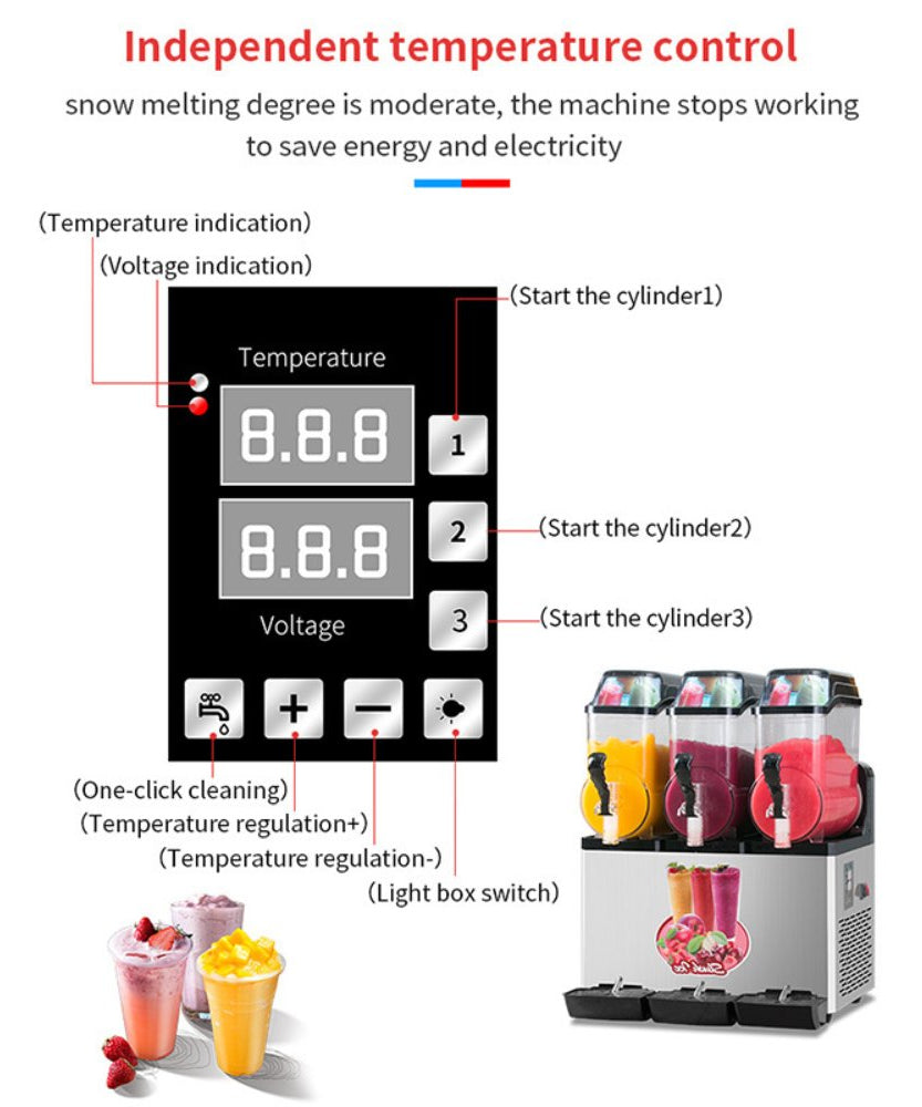 Premium Commercial Stainless Steel Slushy Machine With Triple Tank Advance Cooling, 45L (SAK52258)
