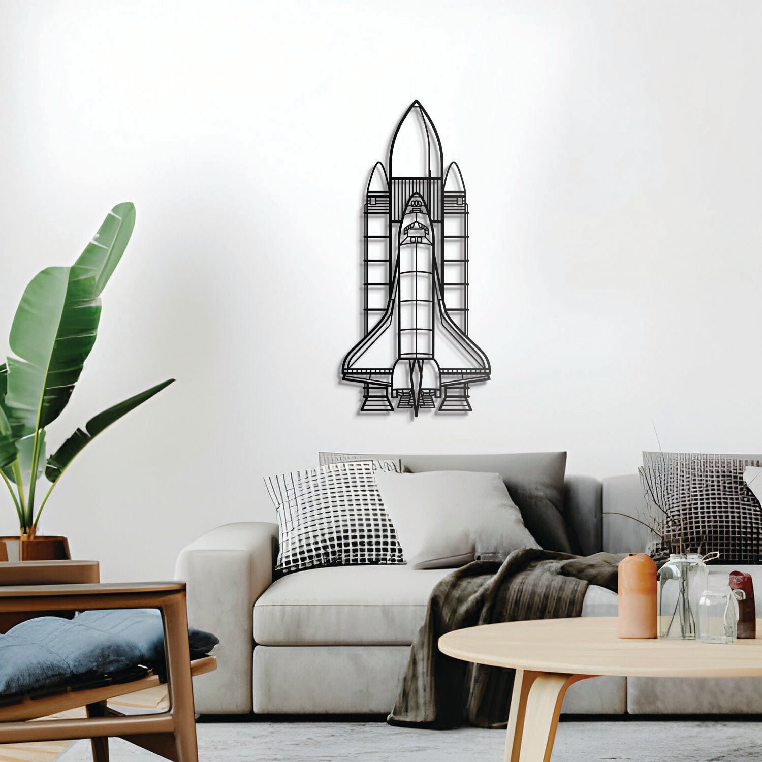 Wandbild aus Metall mit Flugzeugmotiv "Space System" - NCP0128