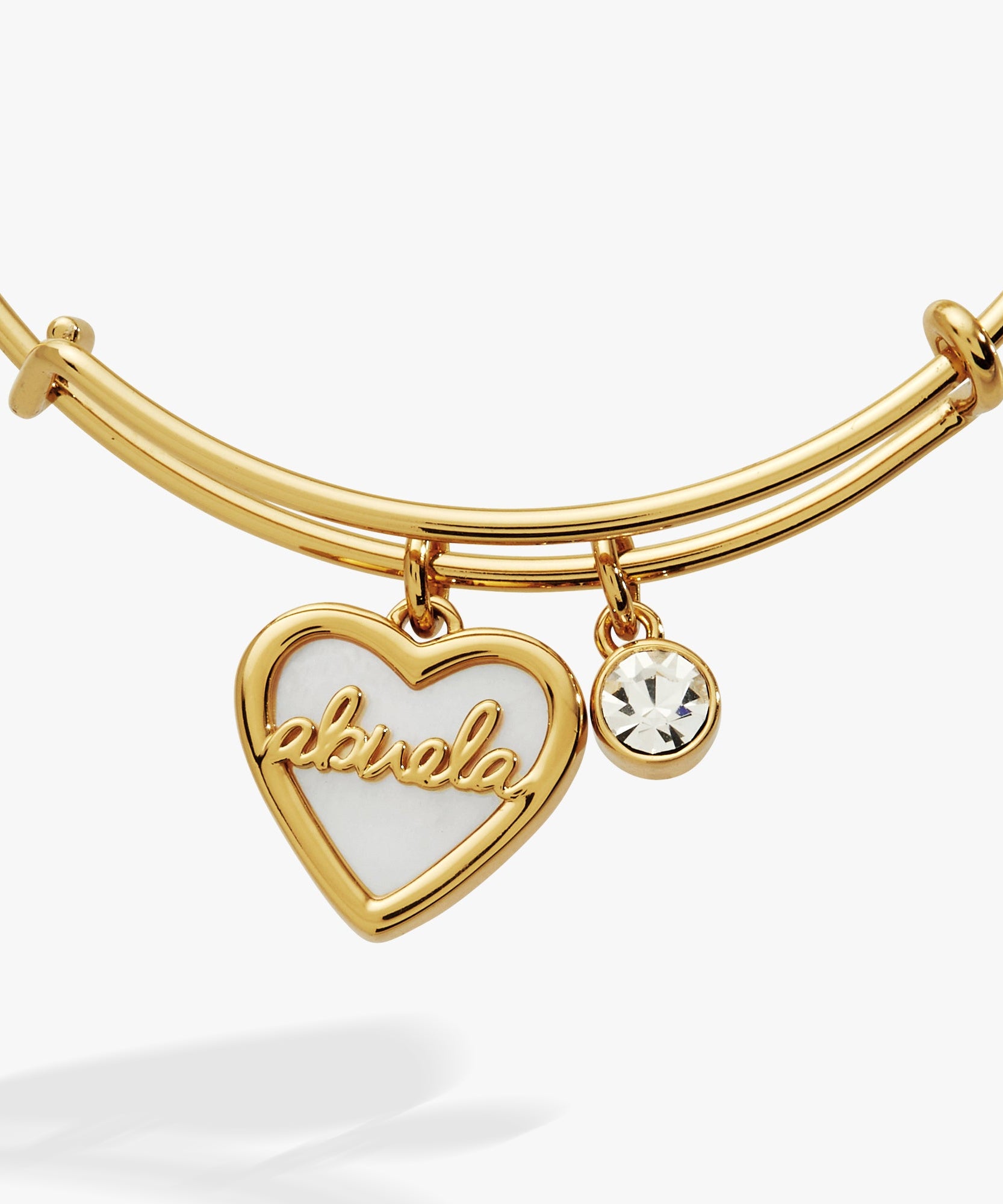 Abuela Mother of Pearl Heart Charm Bangle