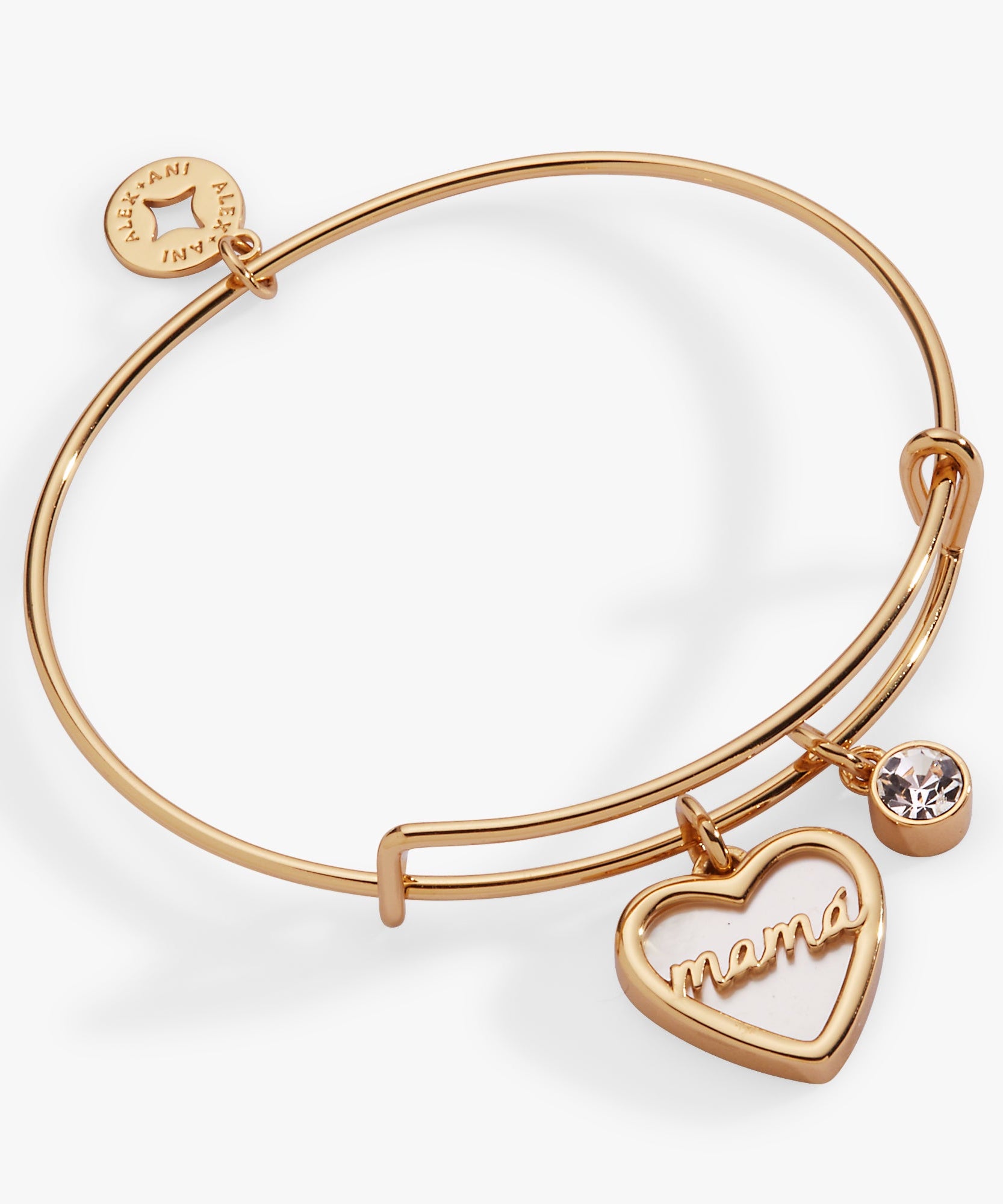 Mamá Mother of Pearl Heart Charm Bangle