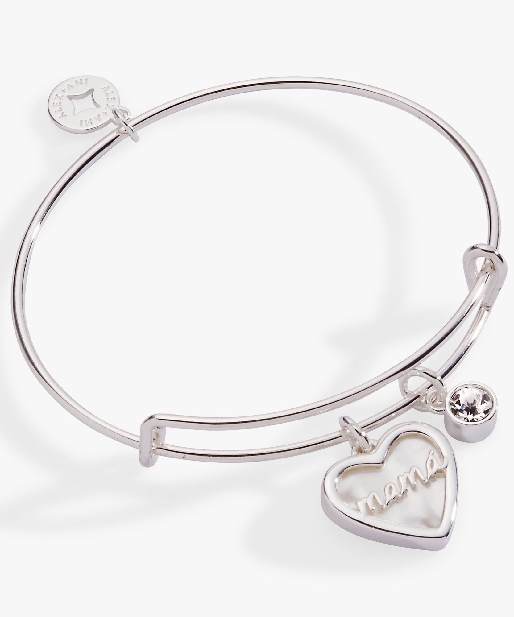 Mamá Mother of Pearl Heart Charm Bangle