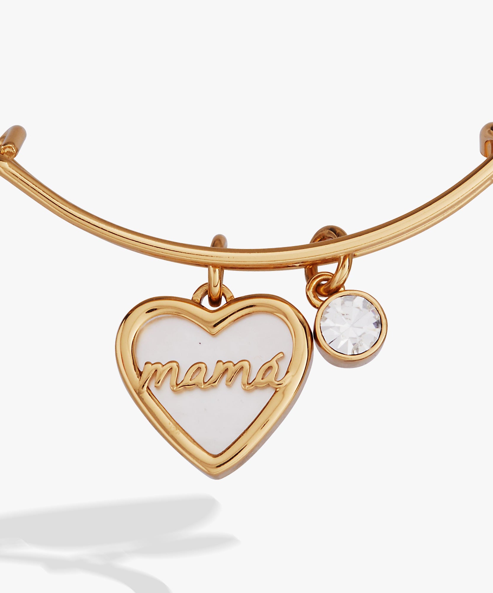 Mamá Mother of Pearl Heart Charm Bangle