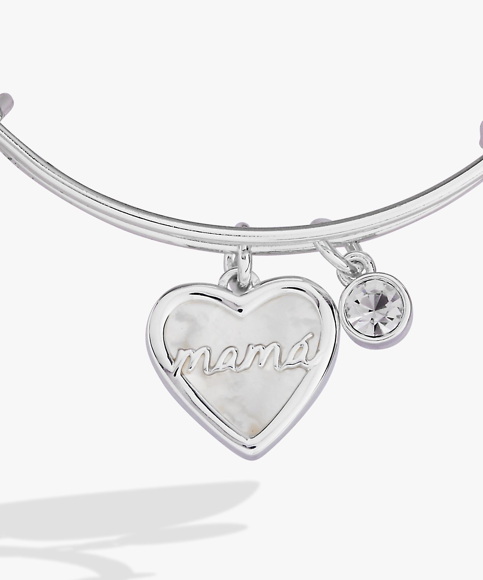 Mamá Mother of Pearl Heart Charm Bangle