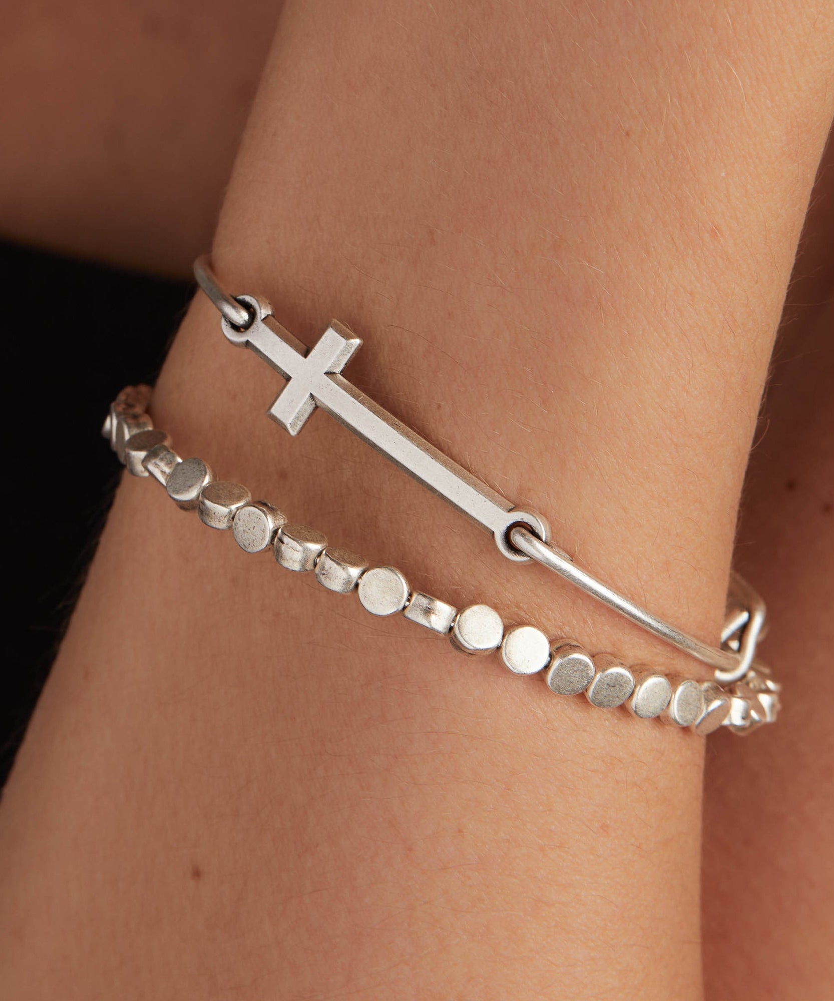 Spiritual Armor Cross Inline Charm Bangle