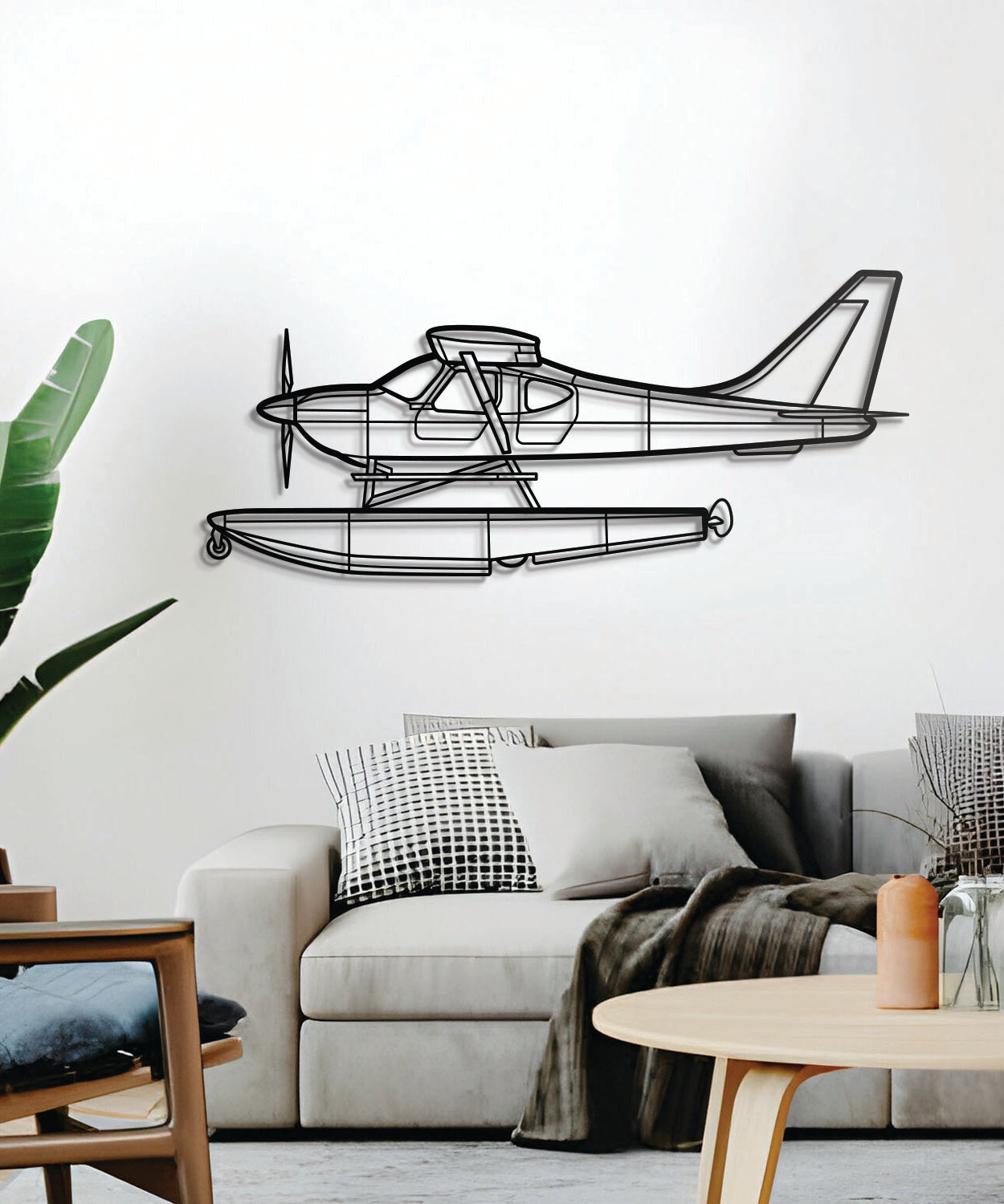 Sportler 2+2 Metallflugzeug Wandkunst - NCP0345