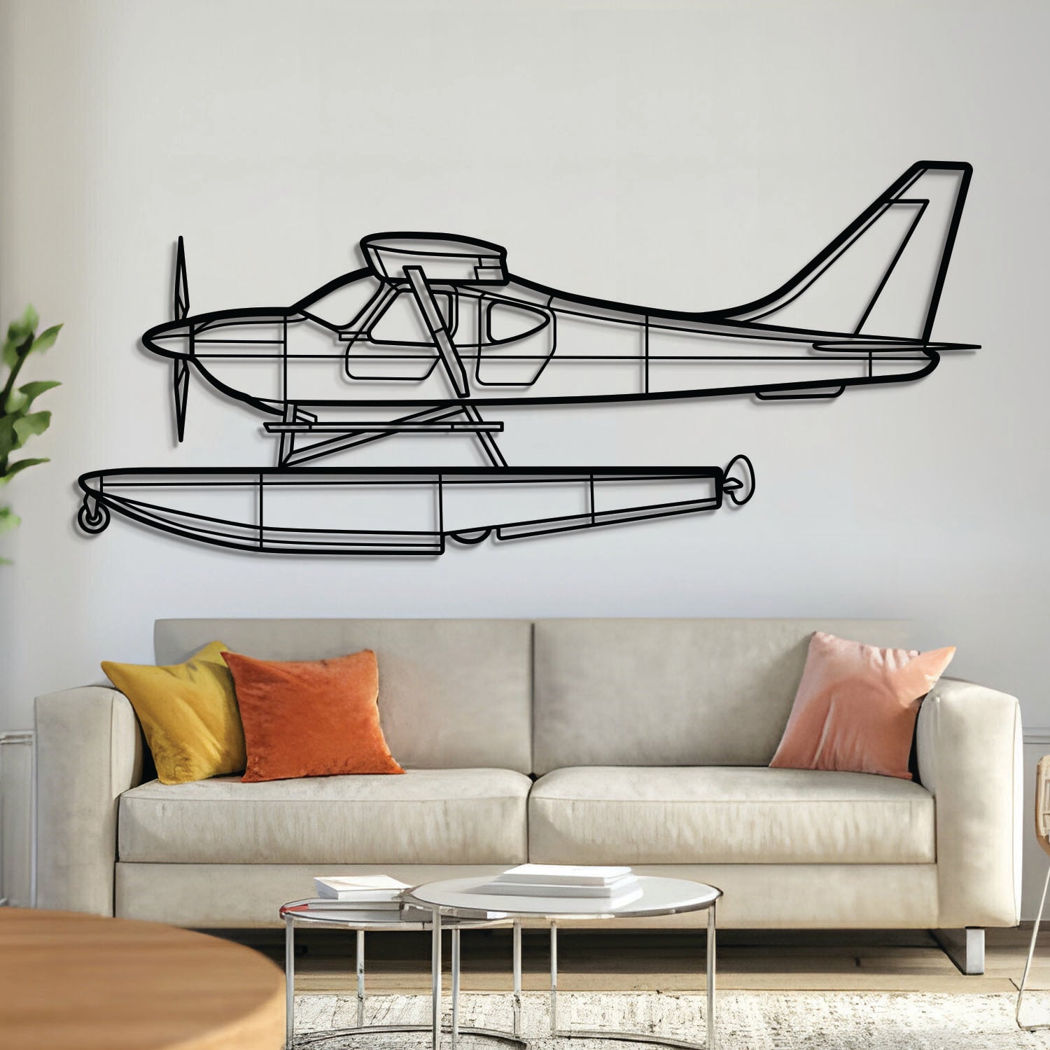 Sportler 2+2 Metallflugzeug Wandkunst - NCP0345