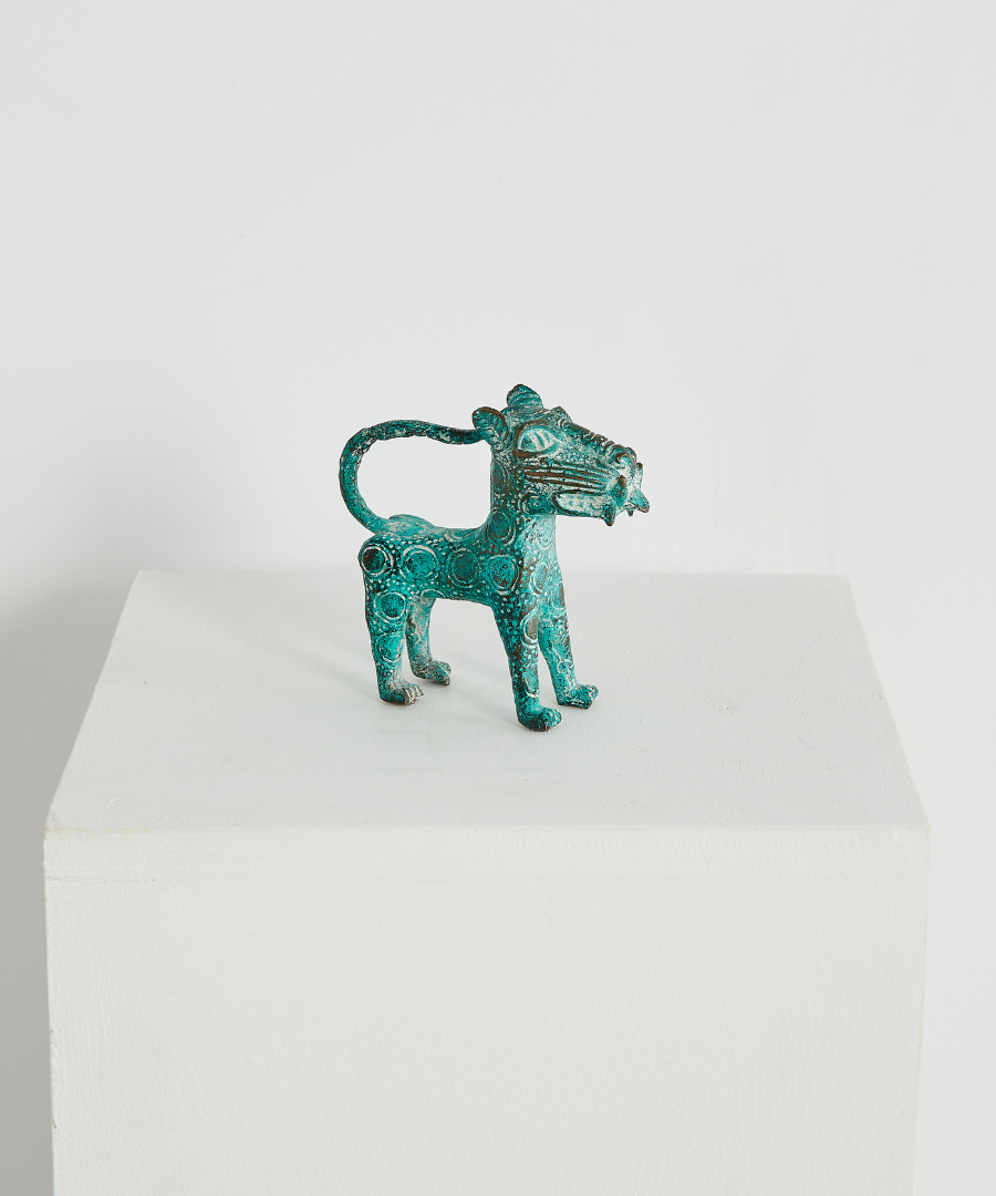 Mini Benin Bronze Metal Leopard Figurine