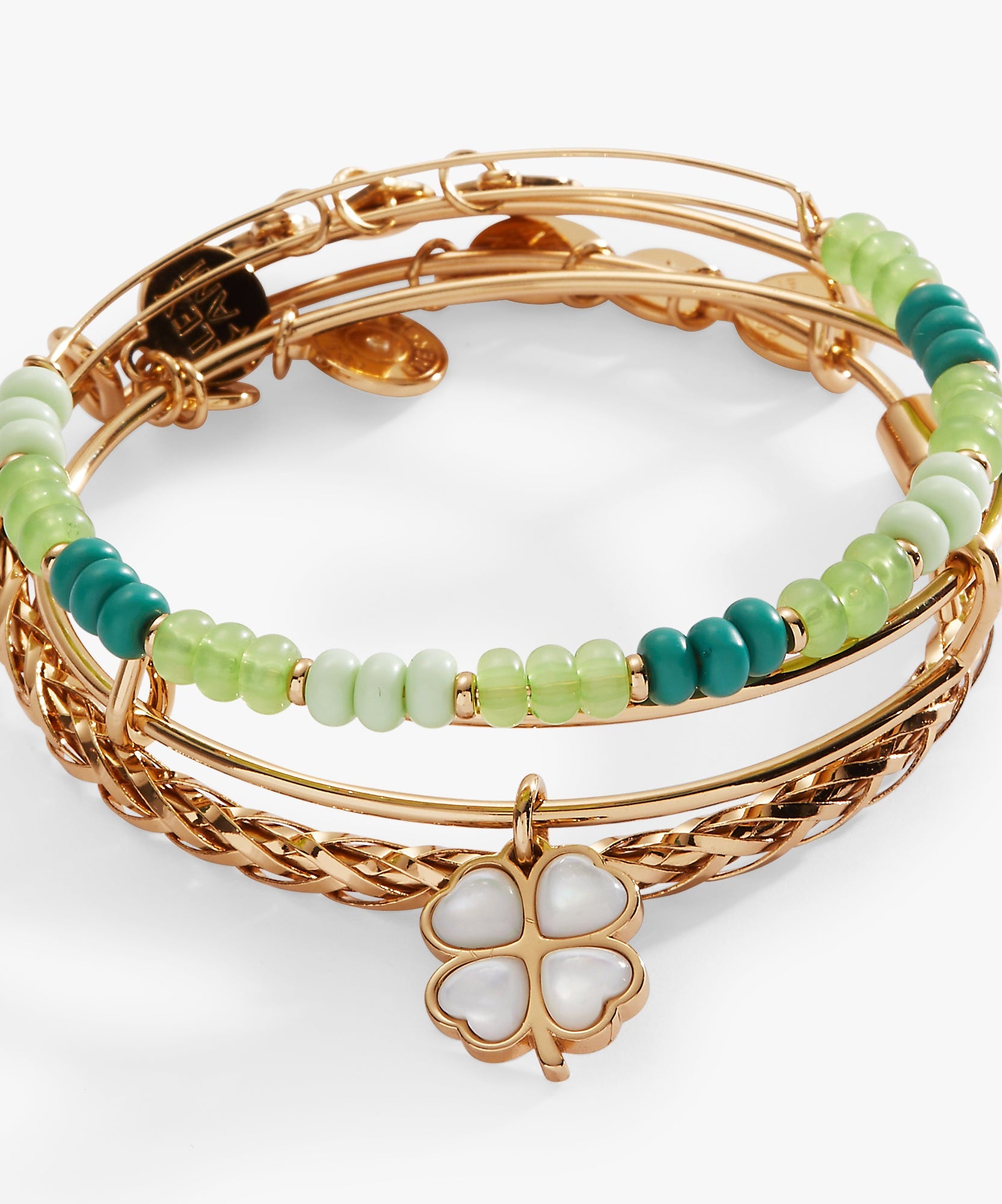 Lucky Four-Leaf Clover Set of 3 Bangles