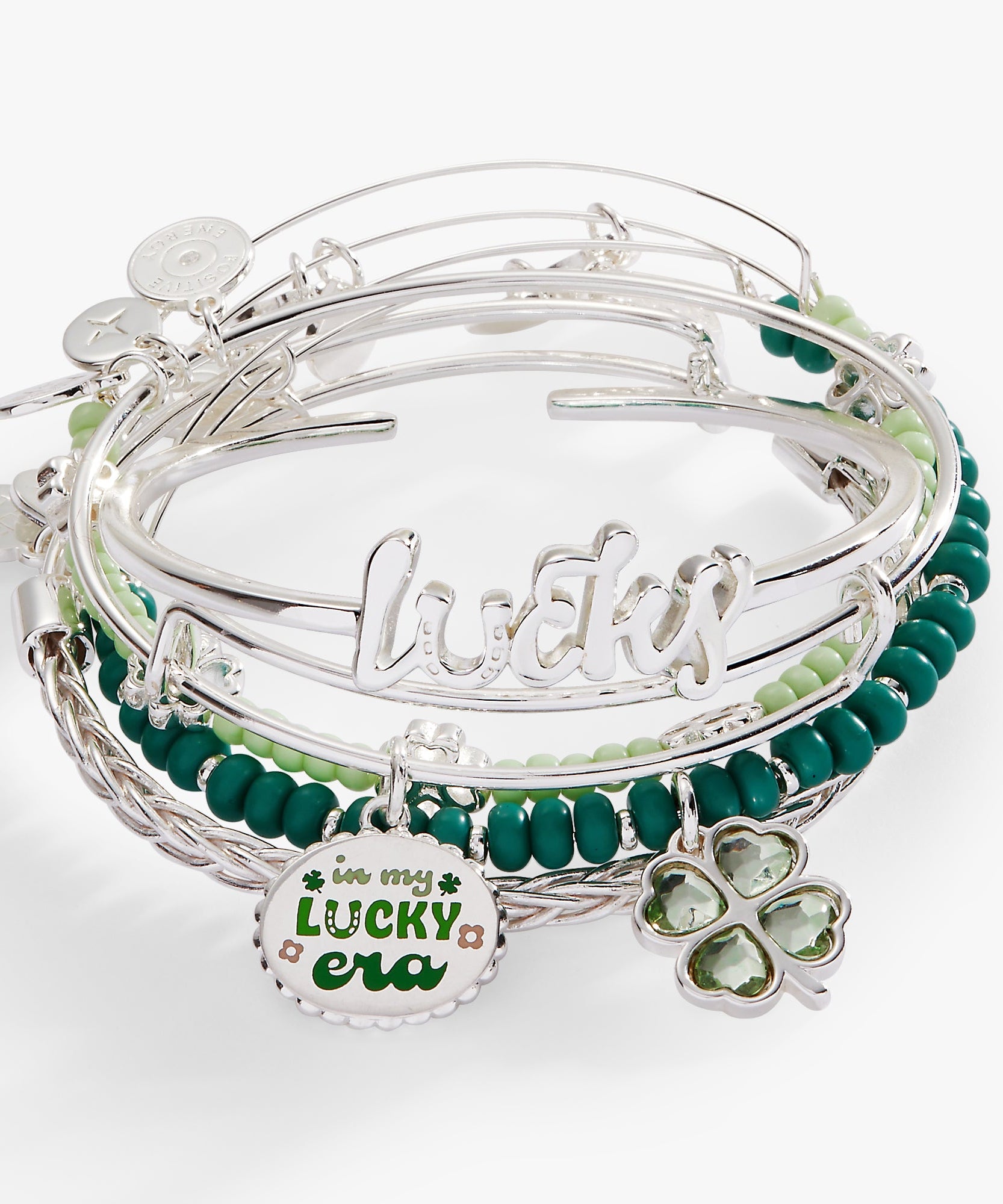 Lucky Four-Leaf Clover Bangle Set of 5