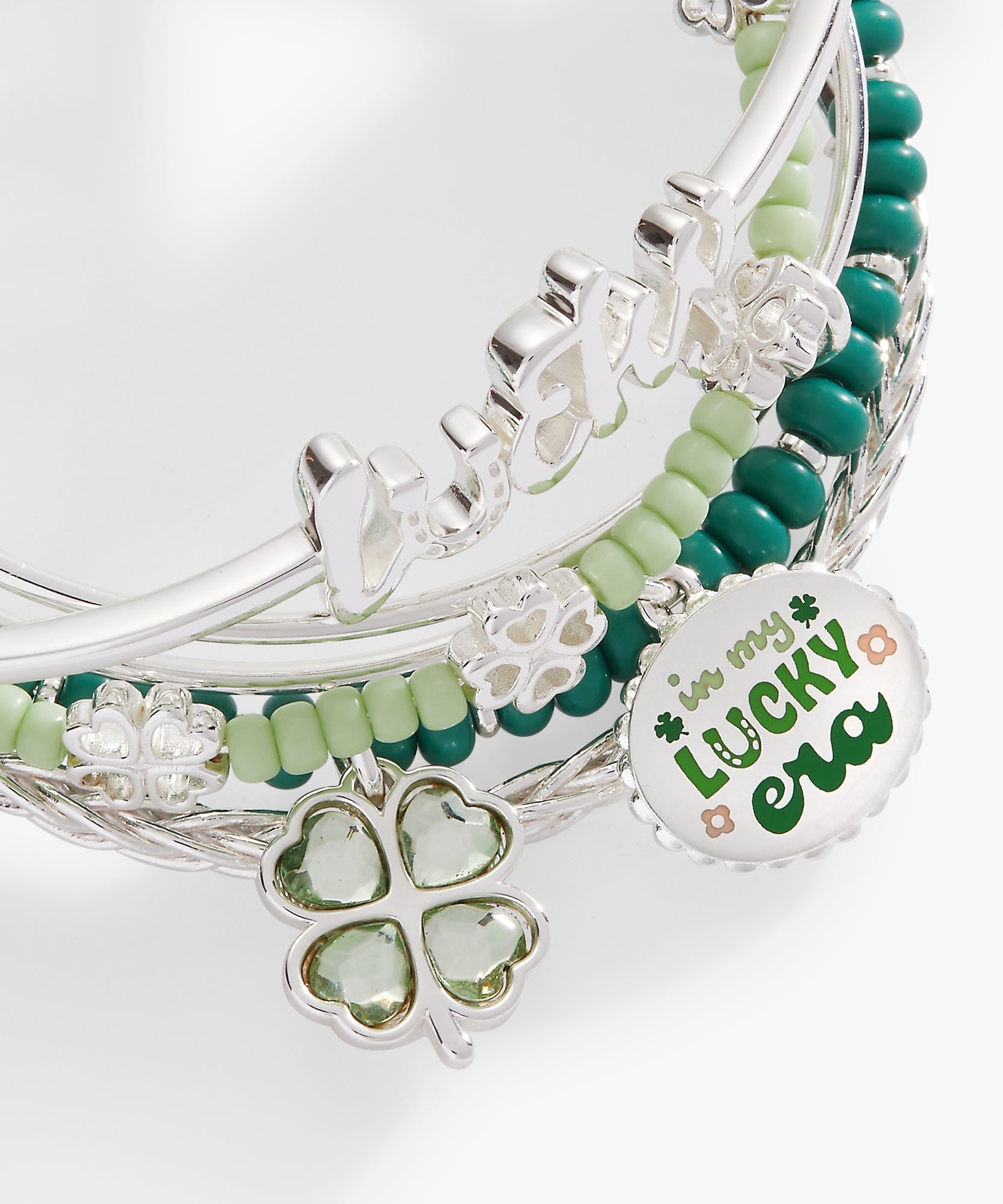 Lucky Four-Leaf Clover Bangle Set of 5