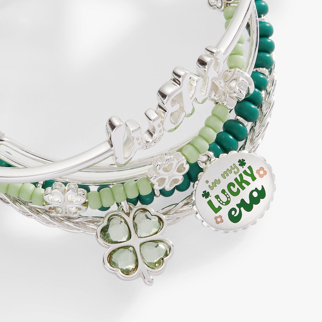 Lucky Four-Leaf Clover Bangle Set of 5