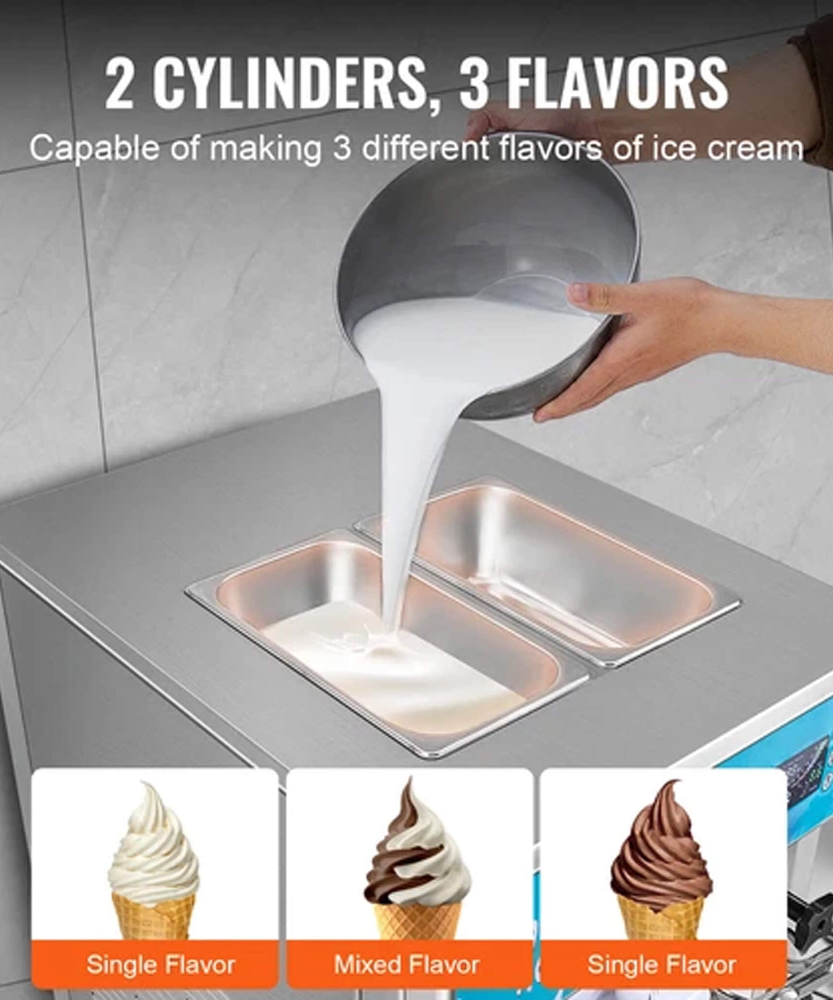 Stainless Steel Commercial 21-31 L/H 3-Flavor Soft Serve Ice Cream Machine Maker (SAK65291)