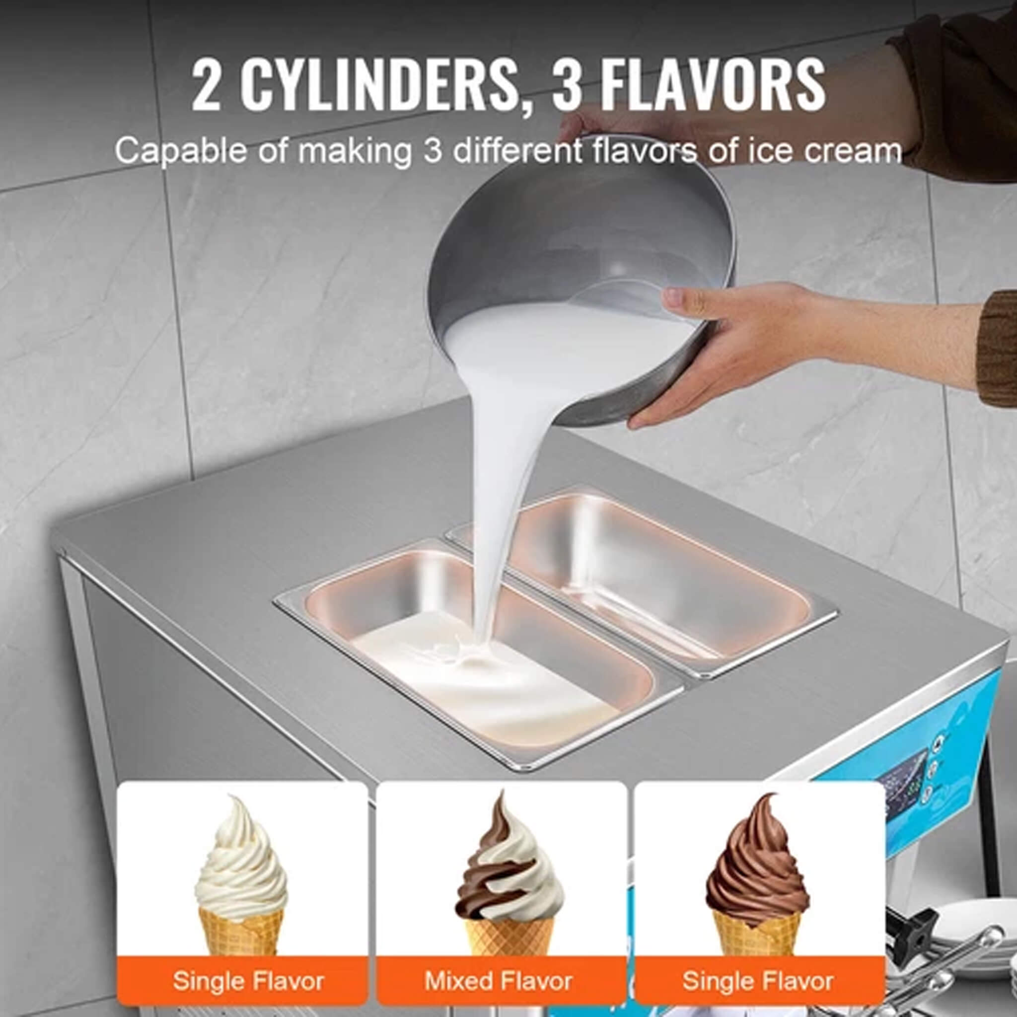 Stainless Steel Commercial 21-31 L/H 3-Flavor Soft Serve Ice Cream Machine Maker (SAK65291)