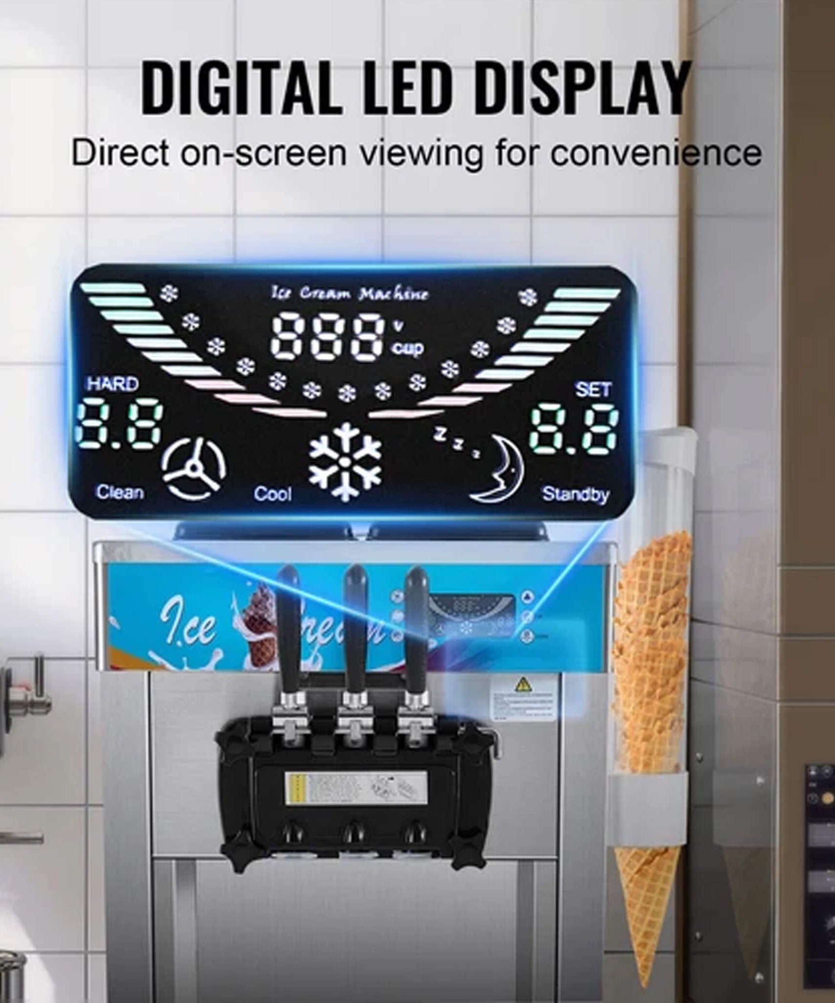 Stainless Steel Commercial 21-31 L/H 3-Flavor Soft Serve Ice Cream Machine Maker (SAK65291)