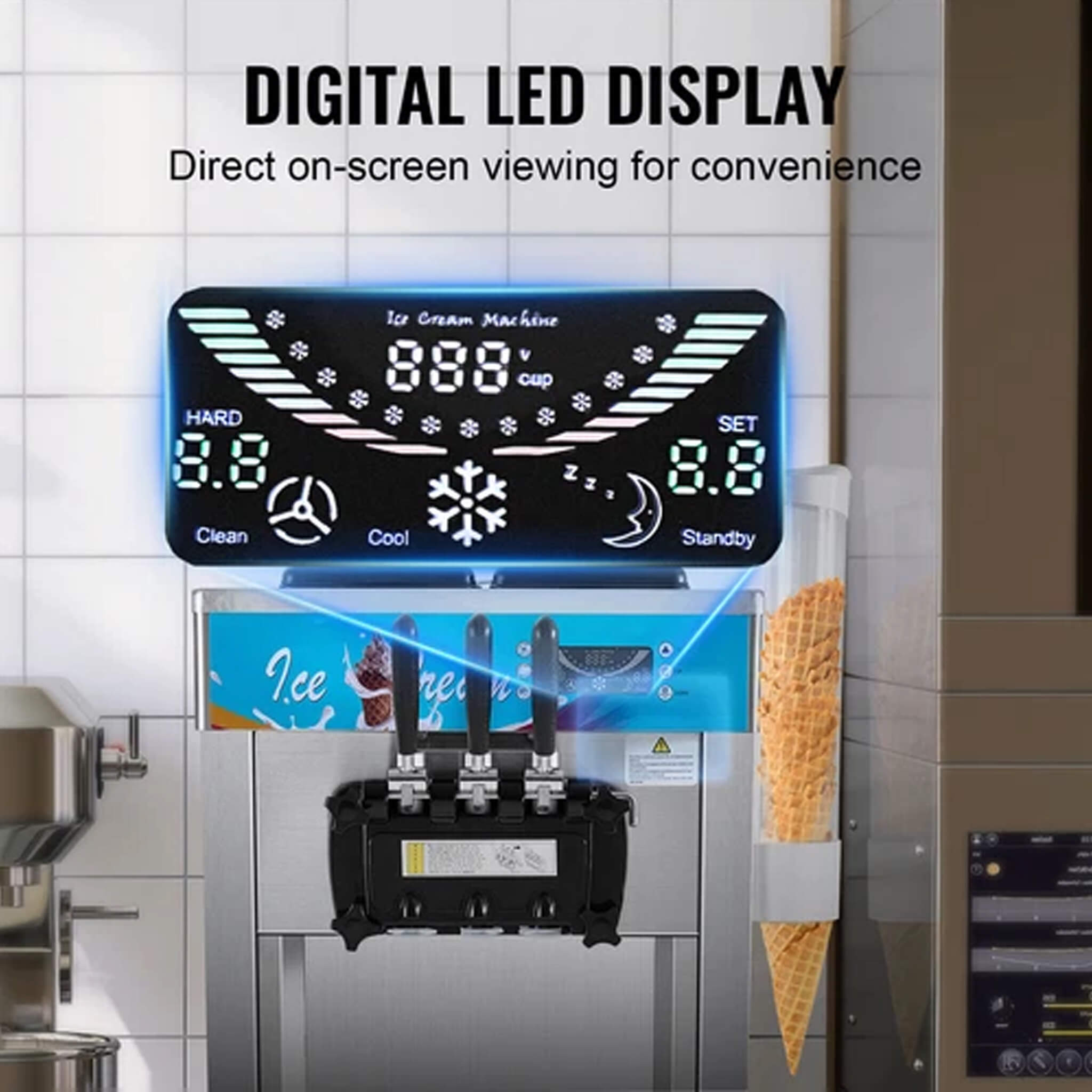 Stainless Steel Commercial 21-31 L/H 3-Flavor Soft Serve Ice Cream Machine Maker (SAK65291)