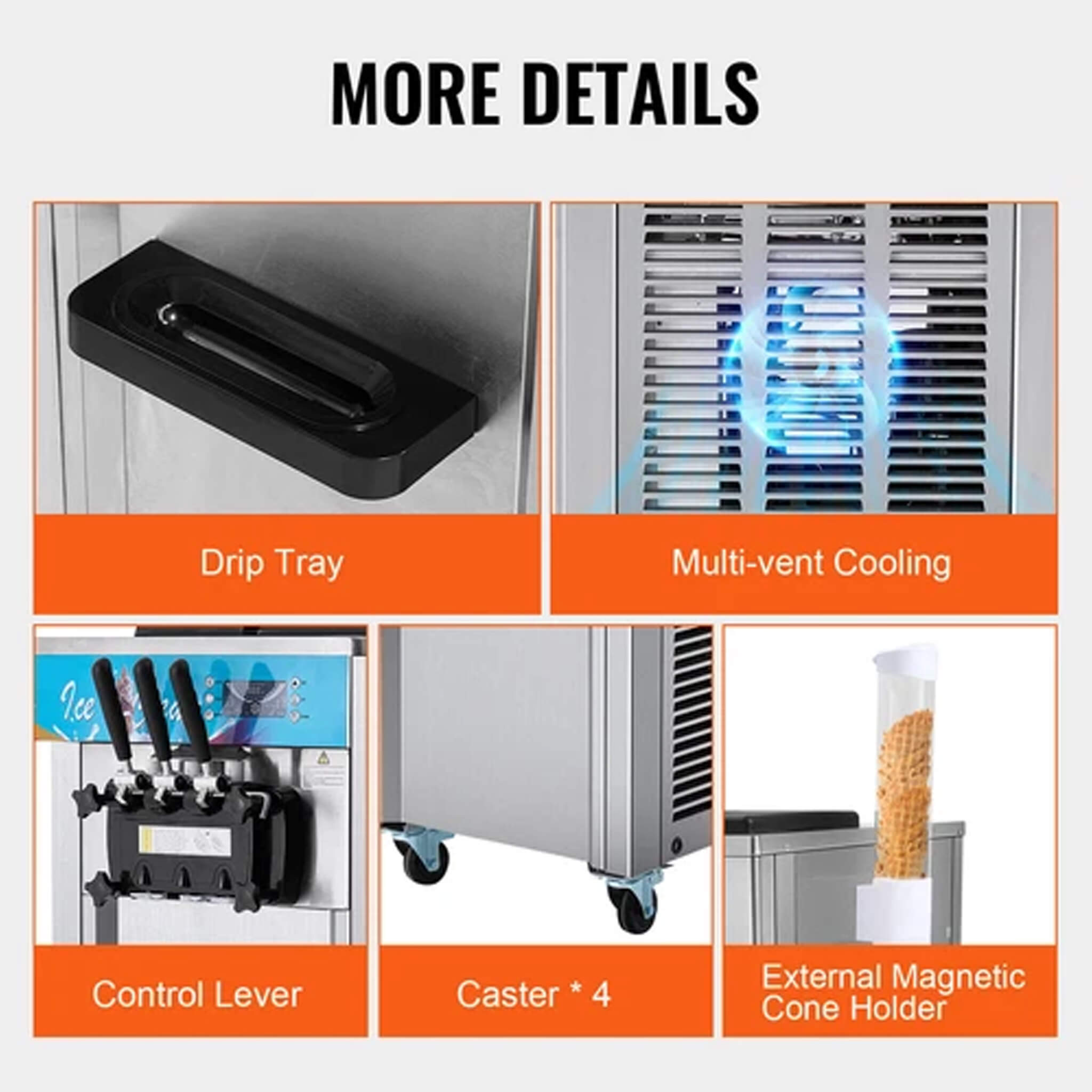 Stainless Steel Commercial 21-31 L/H 3-Flavor Soft Serve Ice Cream Machine Maker (SAK65291)