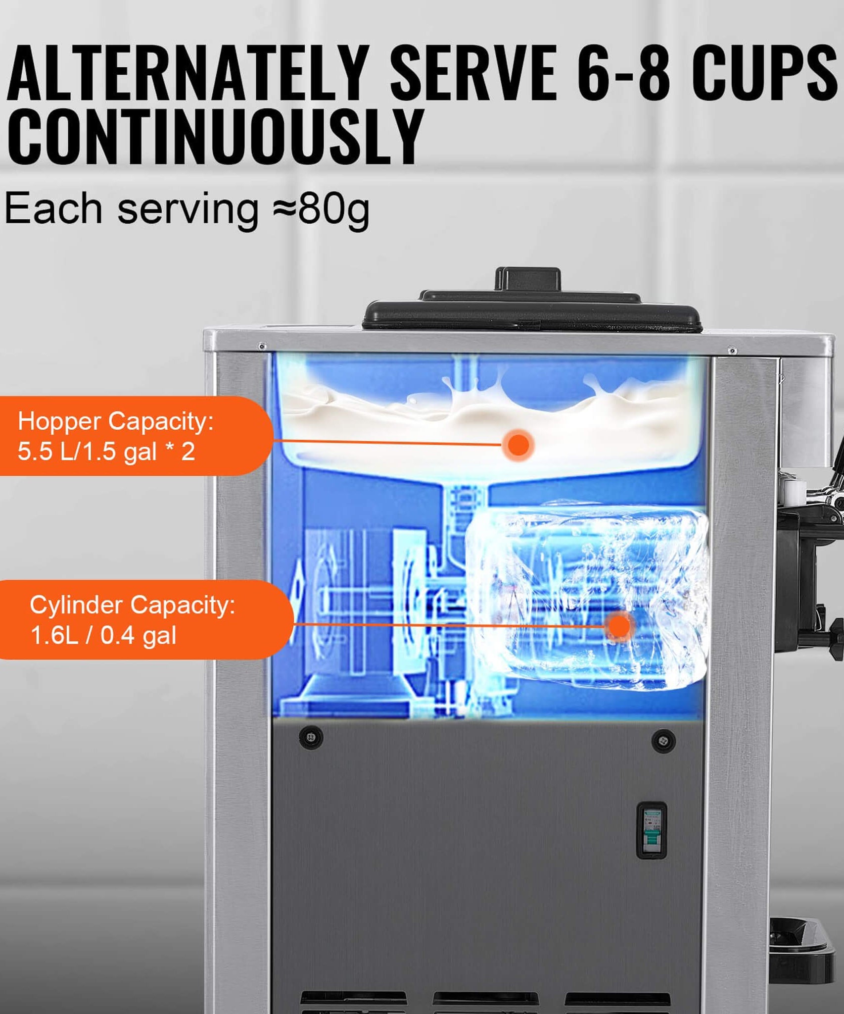 Stainless Steel Commercial 21-31 L/H 3-Flavor Soft Serve Ice Cream Machine Maker (SAK65291)