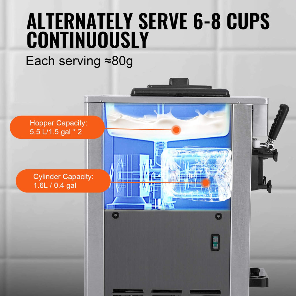 Stainless Steel Commercial 21-31 L/H 3-Flavor Soft Serve Ice Cream Machine Maker (SAK65291)