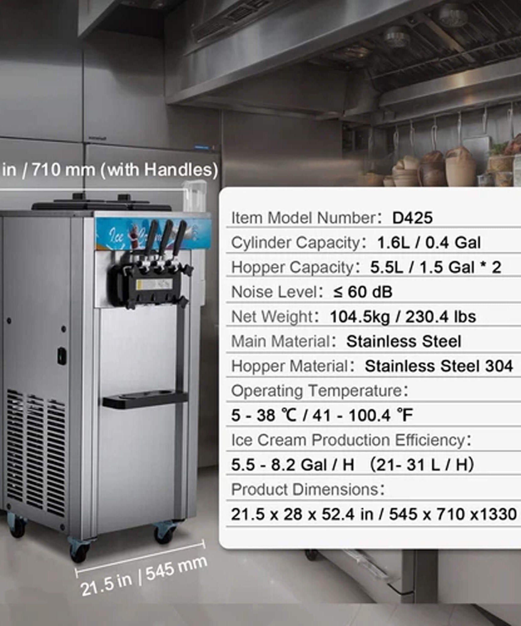 Stainless Steel Commercial 21-31 L/H 3-Flavor Soft Serve Ice Cream Machine Maker (SAK65291)
