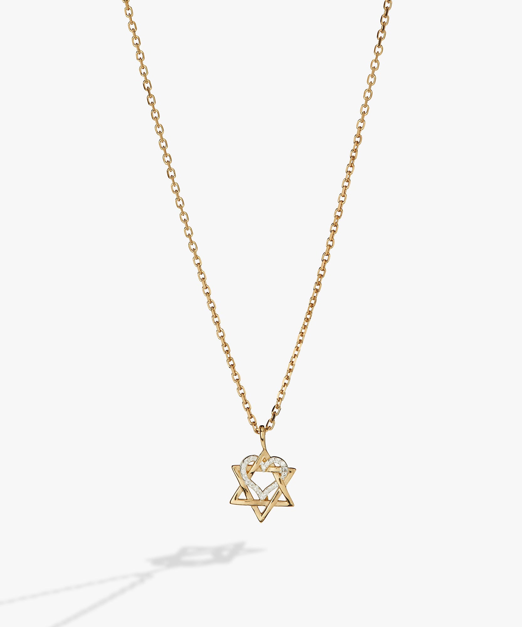 Star of David Heart Necklace, 14kt Gold Plated