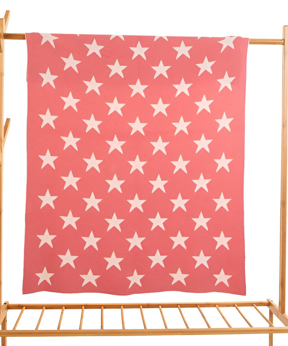 Star Pink Knitted Cotton Baby Blanket