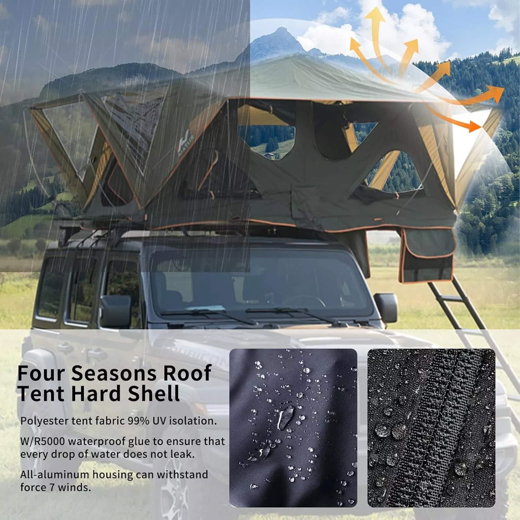 Naturnest Andromeda Green Soft-Shell Rooftop Tent With Large Panoramic Skylight & YKK Doors (SAK50612)