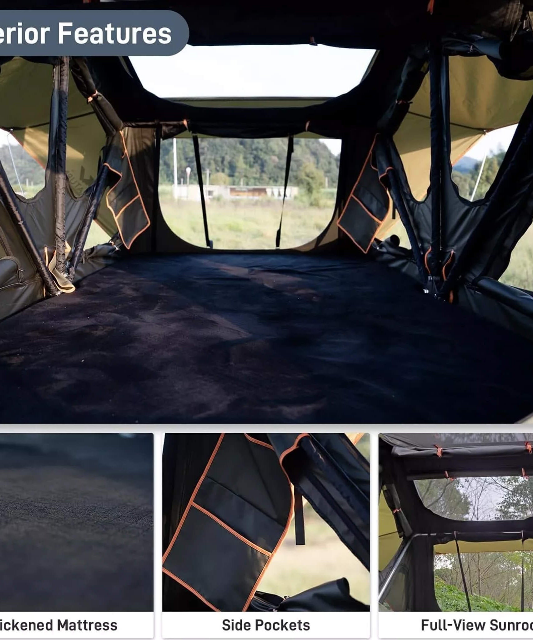 Naturnest Andromeda Green Soft-Shell Rooftop Tent With Large Panoramic Skylight & YKK Doors (SAK50612)