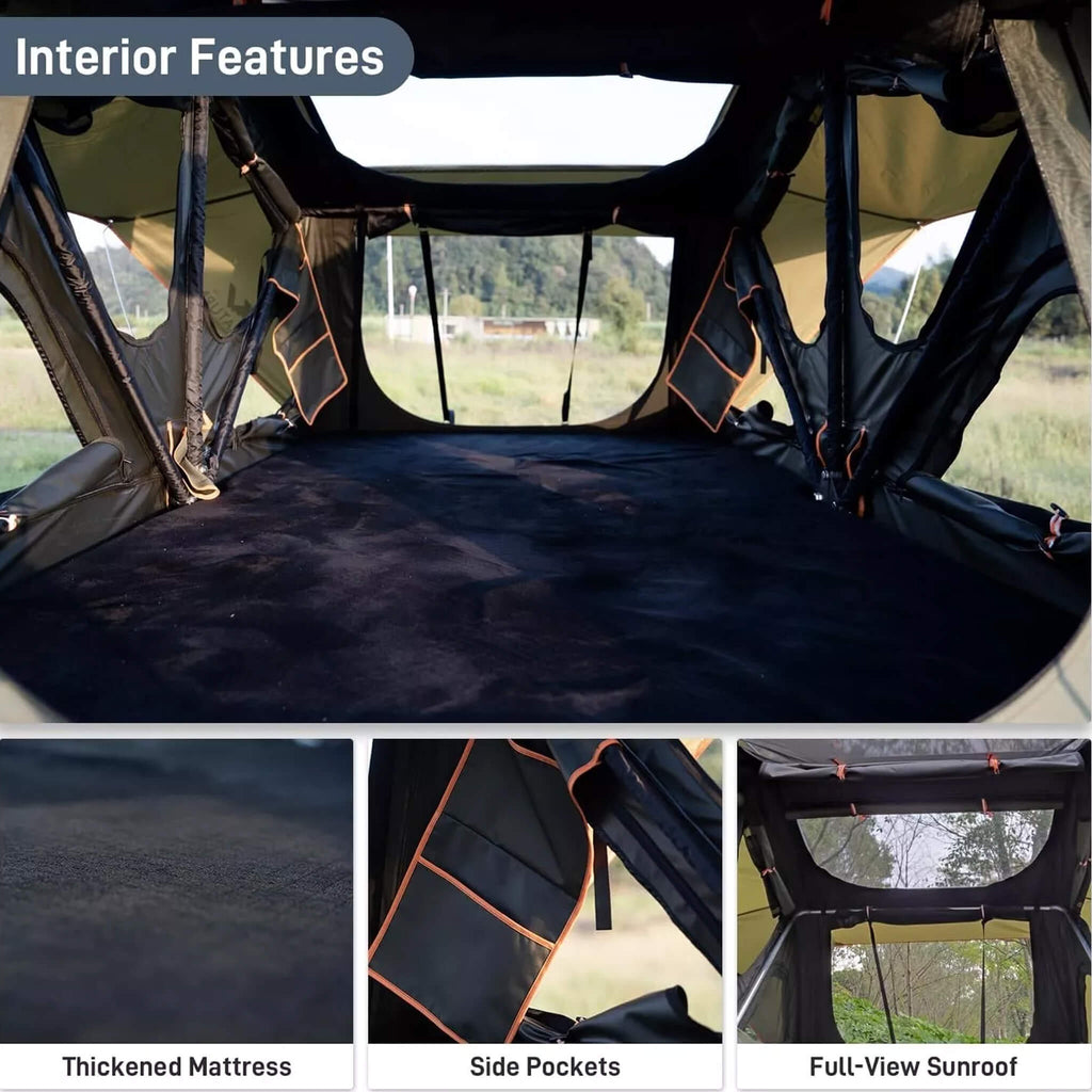 Naturnest Andromeda Green Soft-Shell Rooftop Tent With Large Panoramic Skylight & YKK Doors (SAK50612)