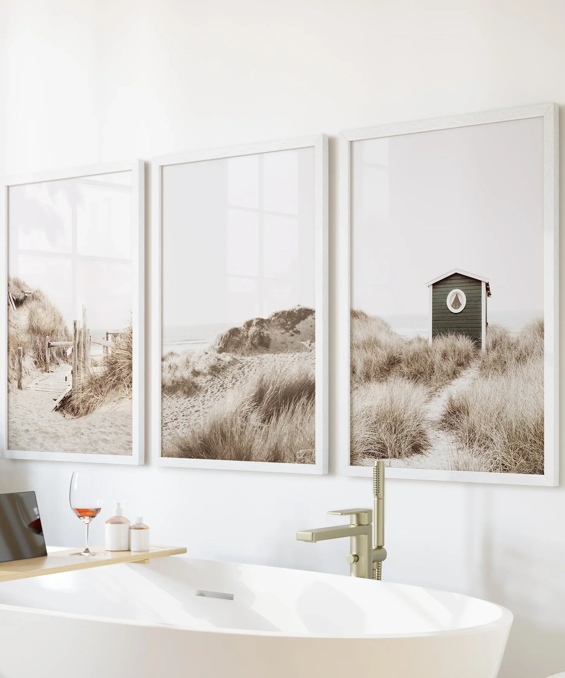 Minimalist Coastal Gallery Wall. Beige Beach Decor Set