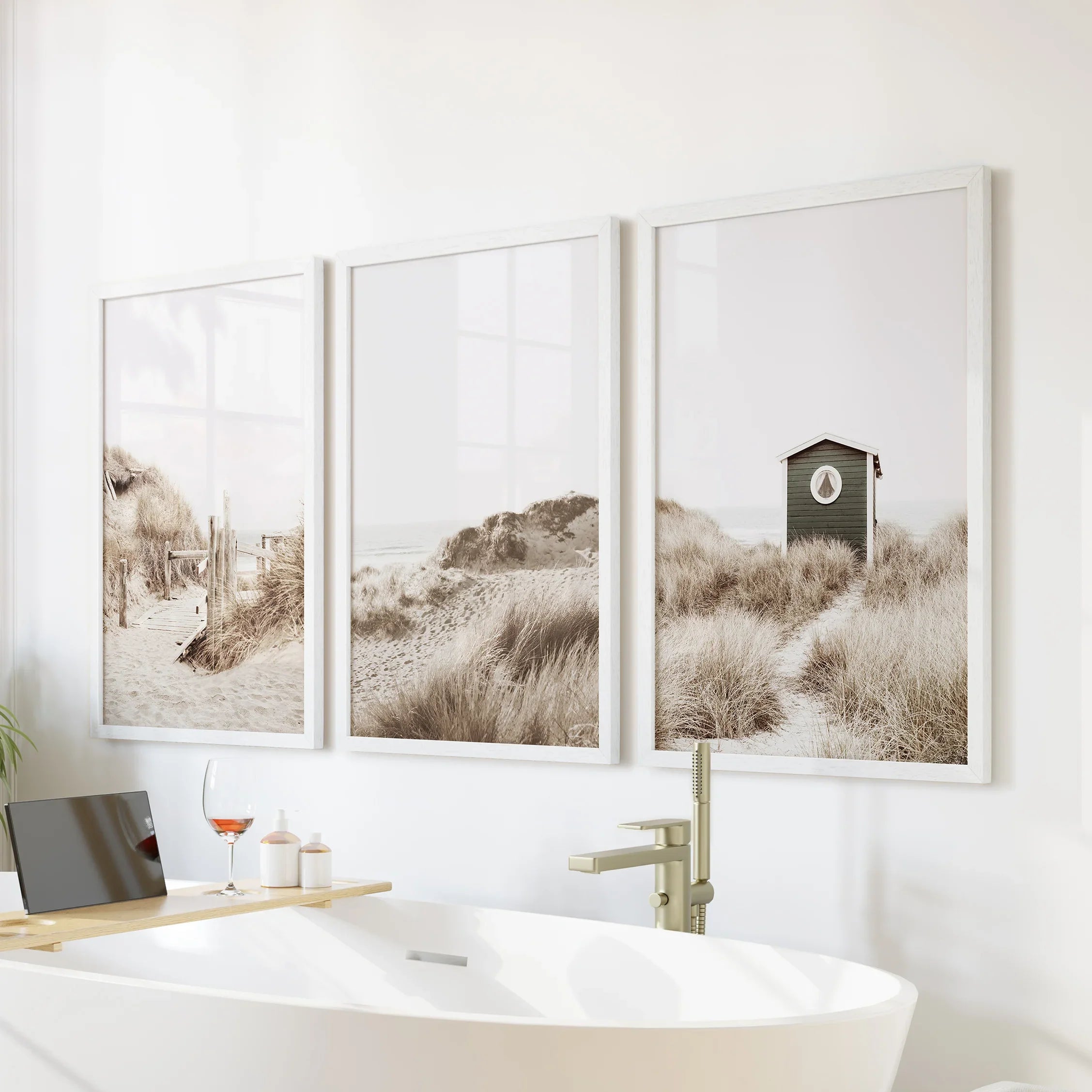 Minimalist Coastal Gallery Wall. Beige Beach Decor Set
