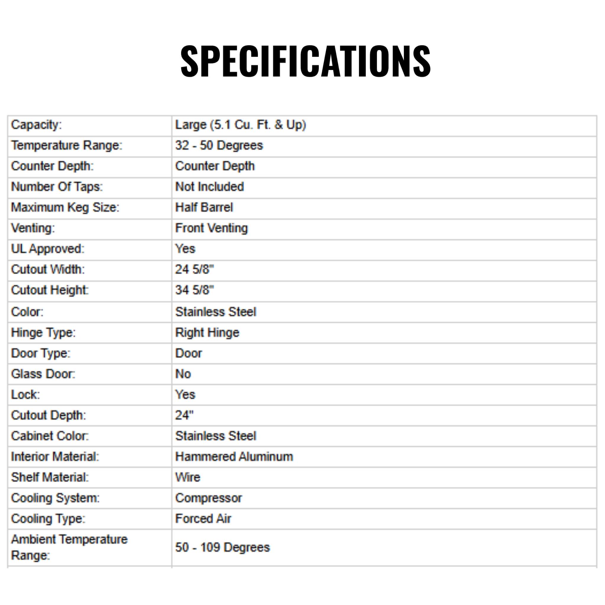 Summerset 6.6C Deluxe Outdoor Rated Kegerator With No Tap [RFR-24DK] (SAK84722)