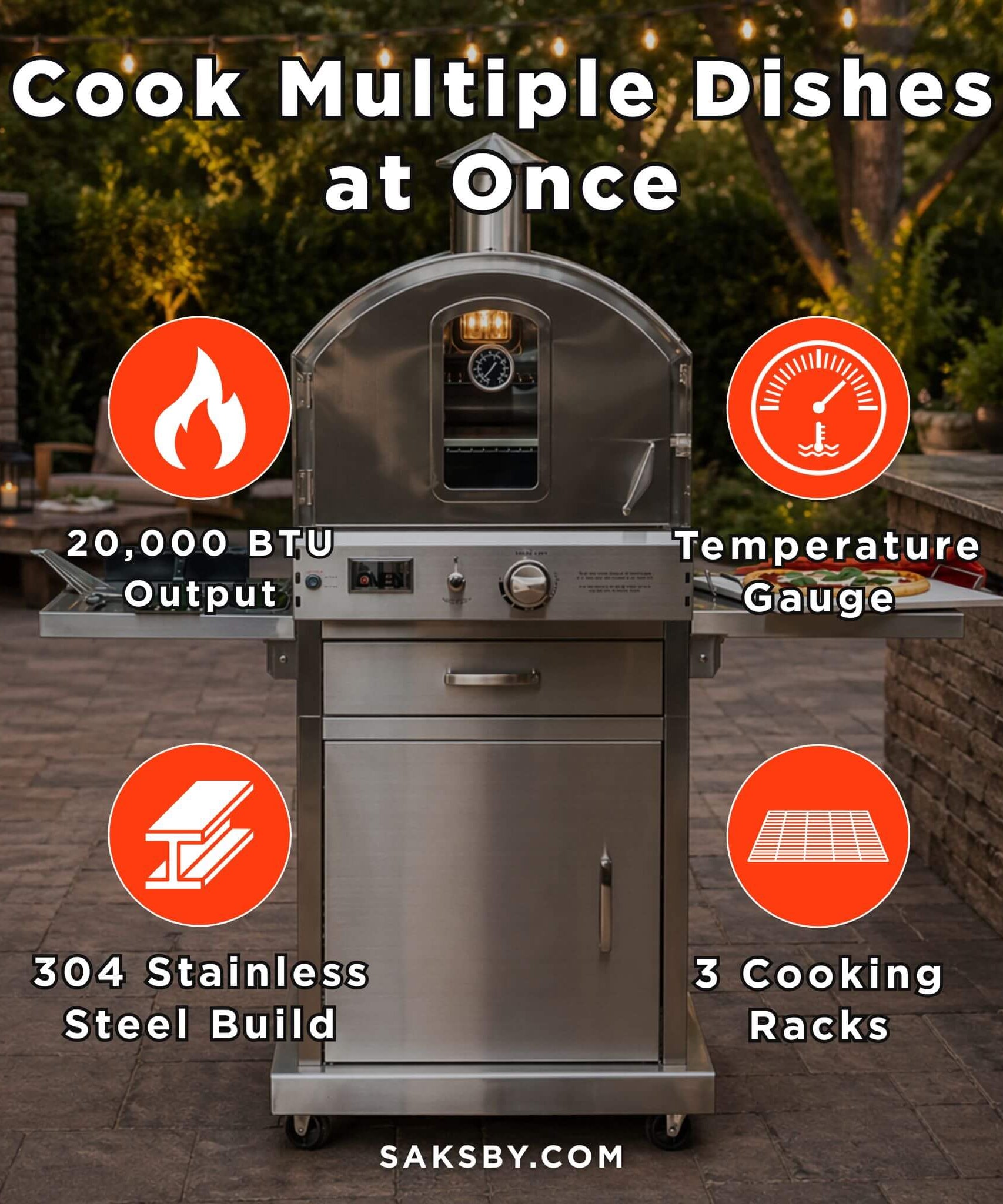 Summerset 60-Inch Outdoor Freestanding Gas Pizza Oven [SS-OVFS-LP/NG] (SAK17543)