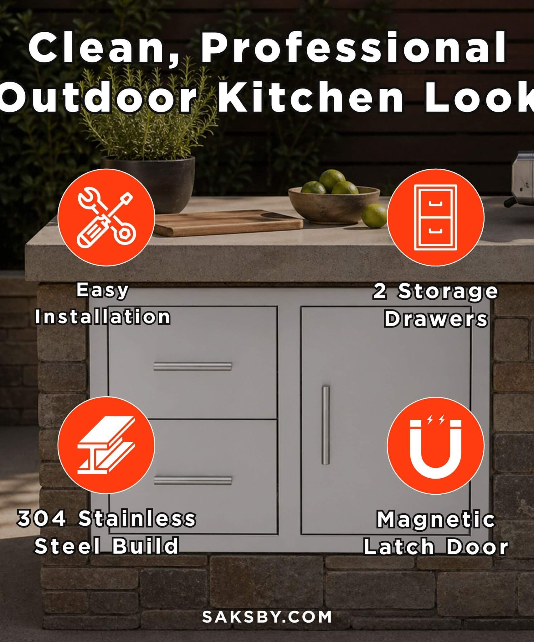 Summerset 33" Flush Mount 2 Soft Closing Drawers And Access Door Combo [DC2-33] (SAK45978)
