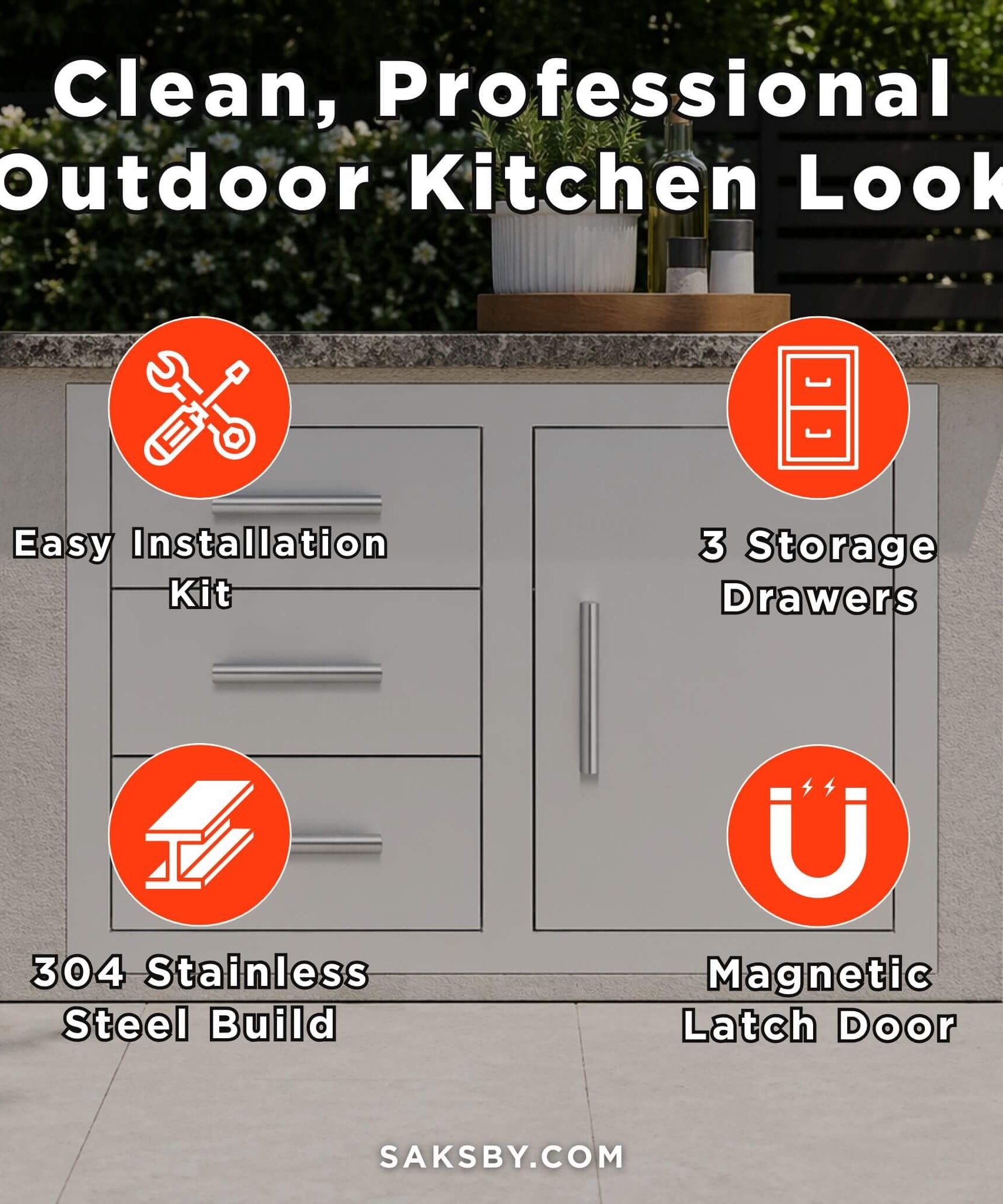 Summerset 33-Inch Stainless Steel Flush Mount Triple Drawer And Access Door Combo [DC3-33] (SAK92847)