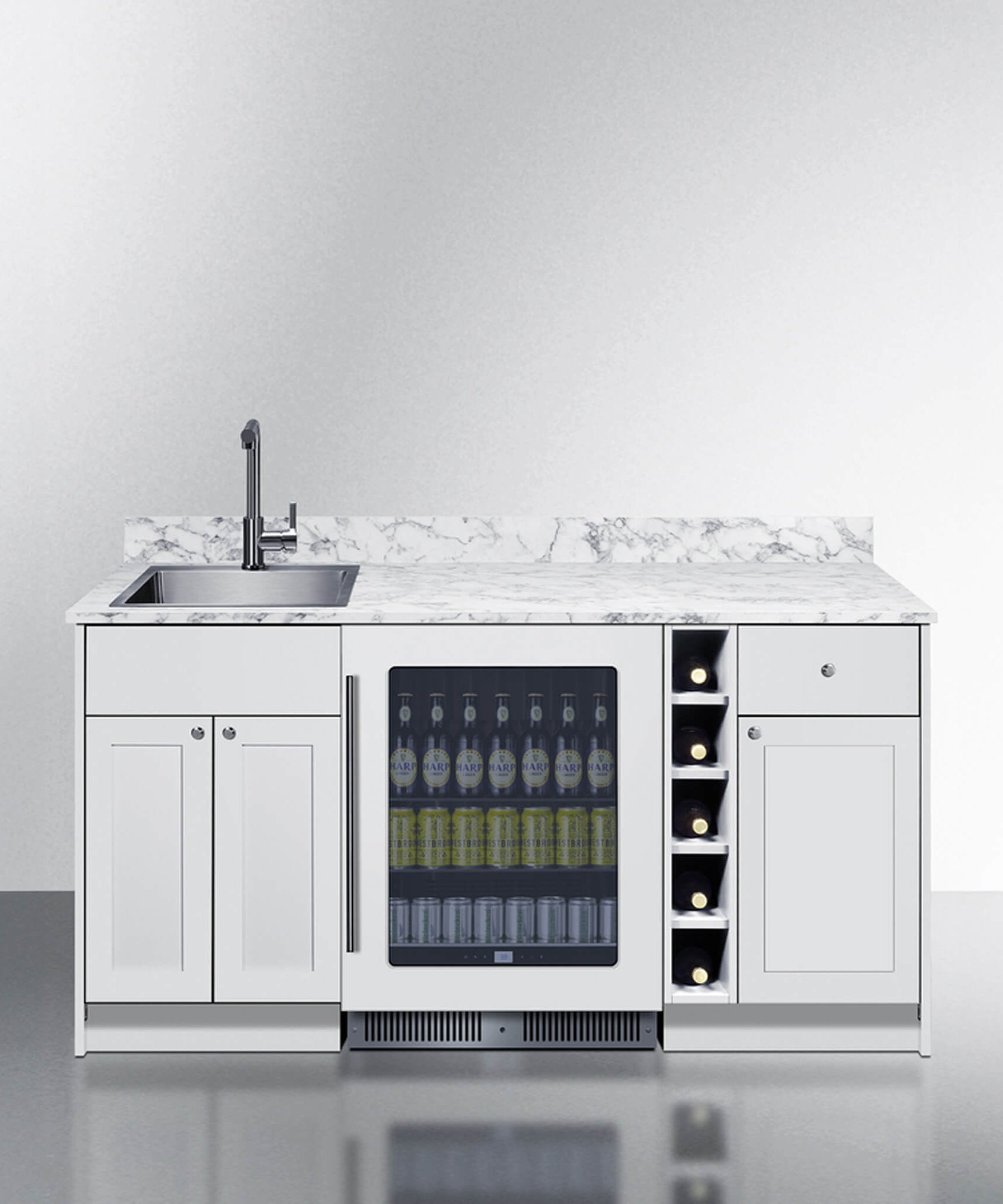 Summit Oasis Wet Bar Kitchenette With Countertop, Beverage Center, And Fully Assembled Cabinetry [OASISWH35] (SAK19178)
