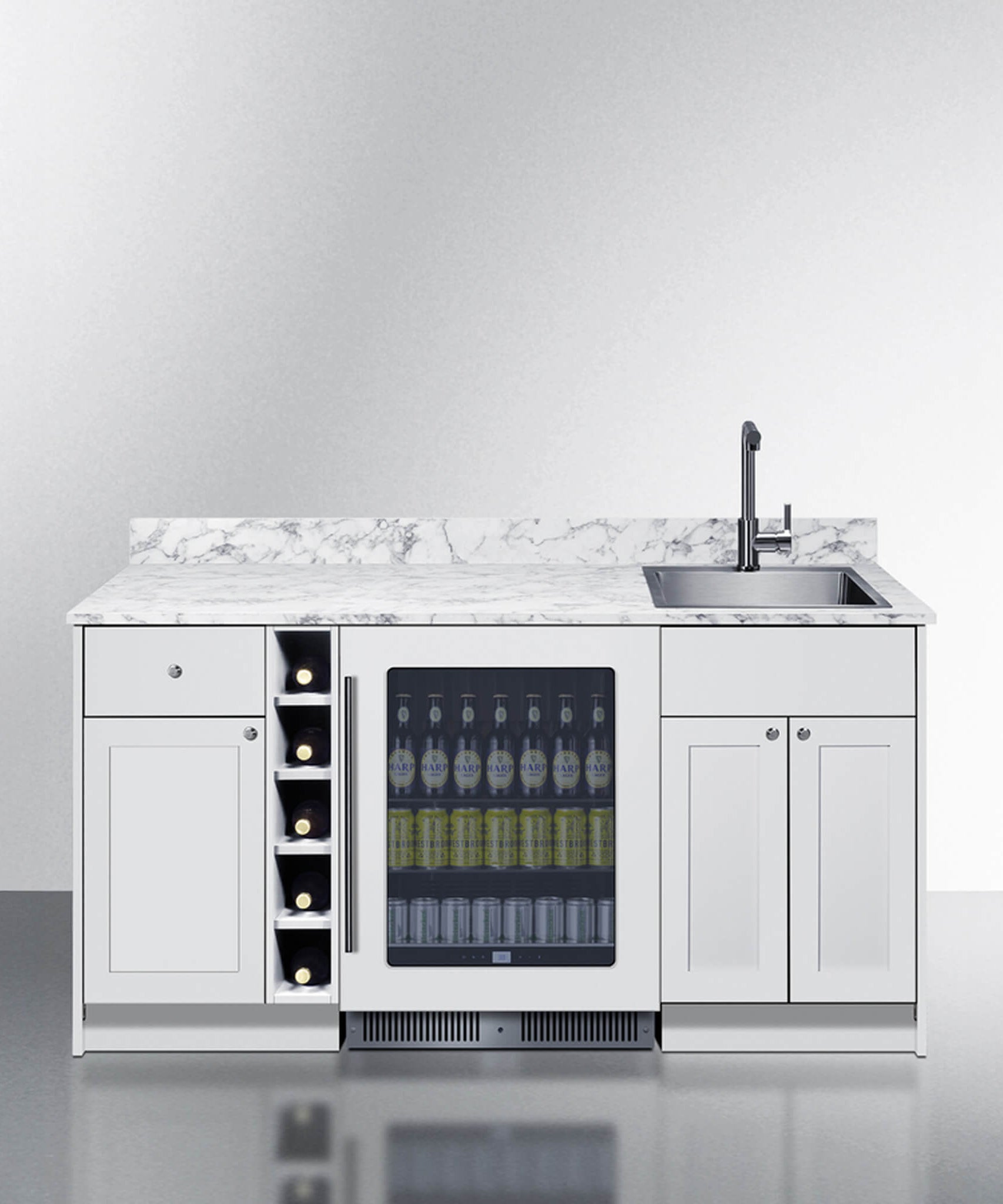 Summit Oasis Wet Bar Kitchenette With Countertop, Beverage Center, And Fully Assembled Cabinetry [OASISWH35] (SAK19178)
