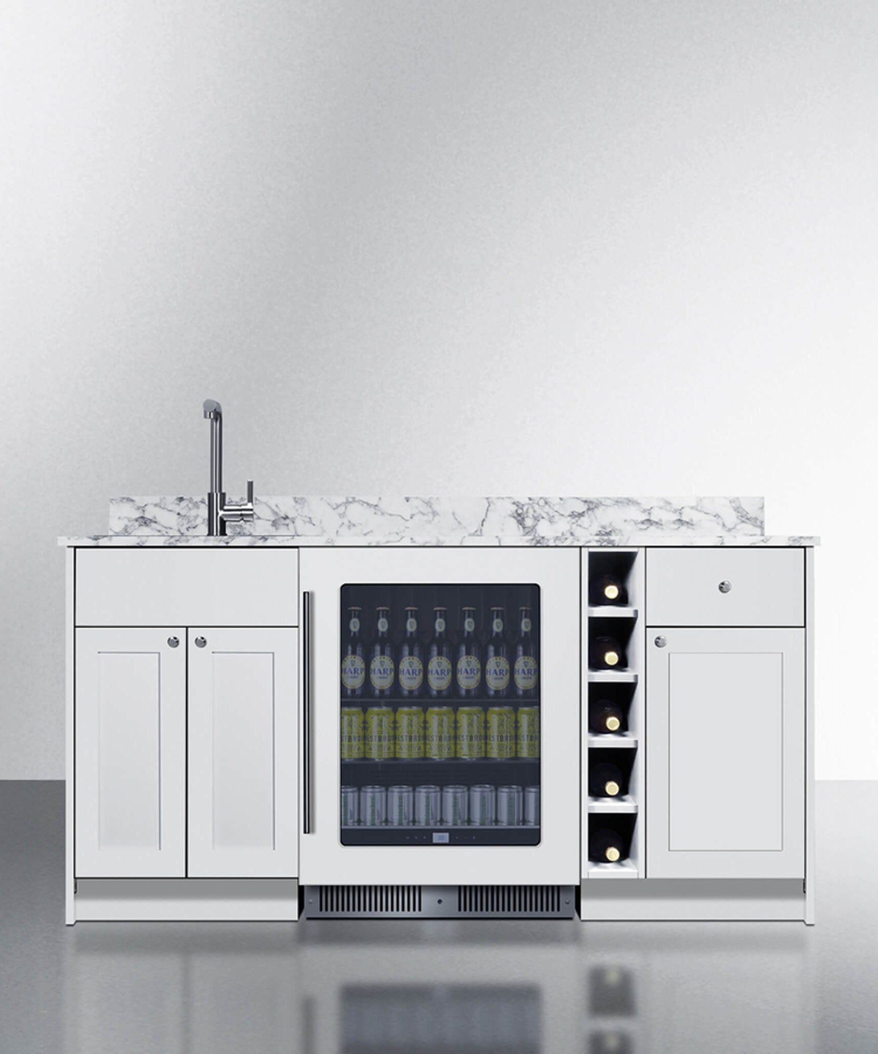 Summit Oasis Wet Bar Kitchenette With Countertop, Beverage Center, And Fully Assembled Cabinetry [OASISWH35] (SAK19178)